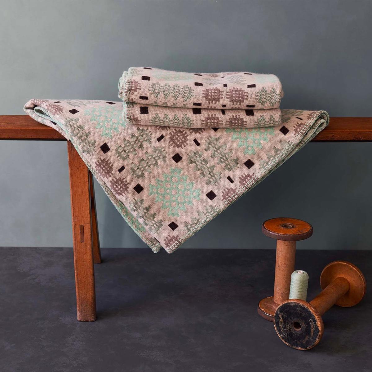 Caernarfon Mint Choc Square Cushion Majeda Clarke – image 3