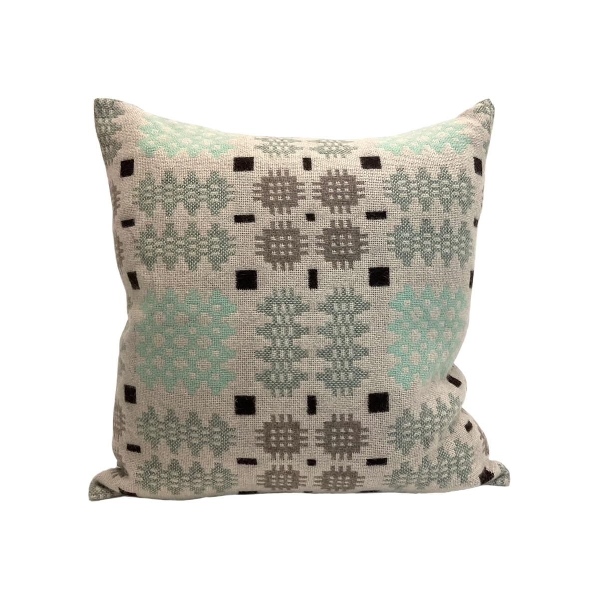 Caernarfon Mint Choc Square Cushion Majeda Clarke – image 1