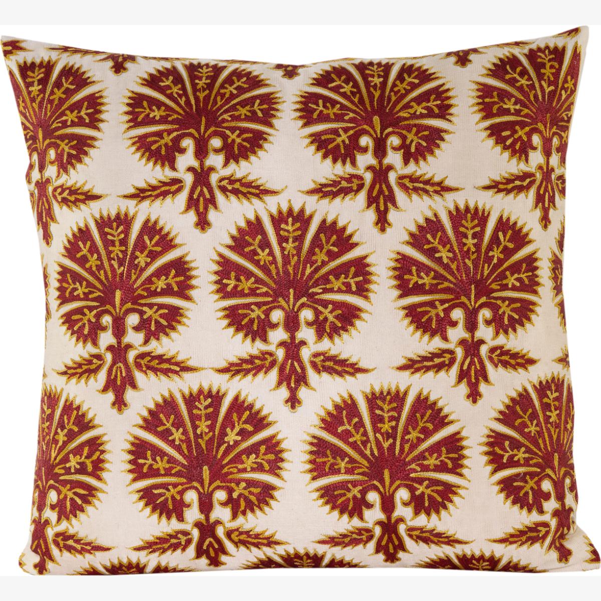 Hand-Embroidered Silk Cushion - Carnation Flowers One Size Anor Living – image 1