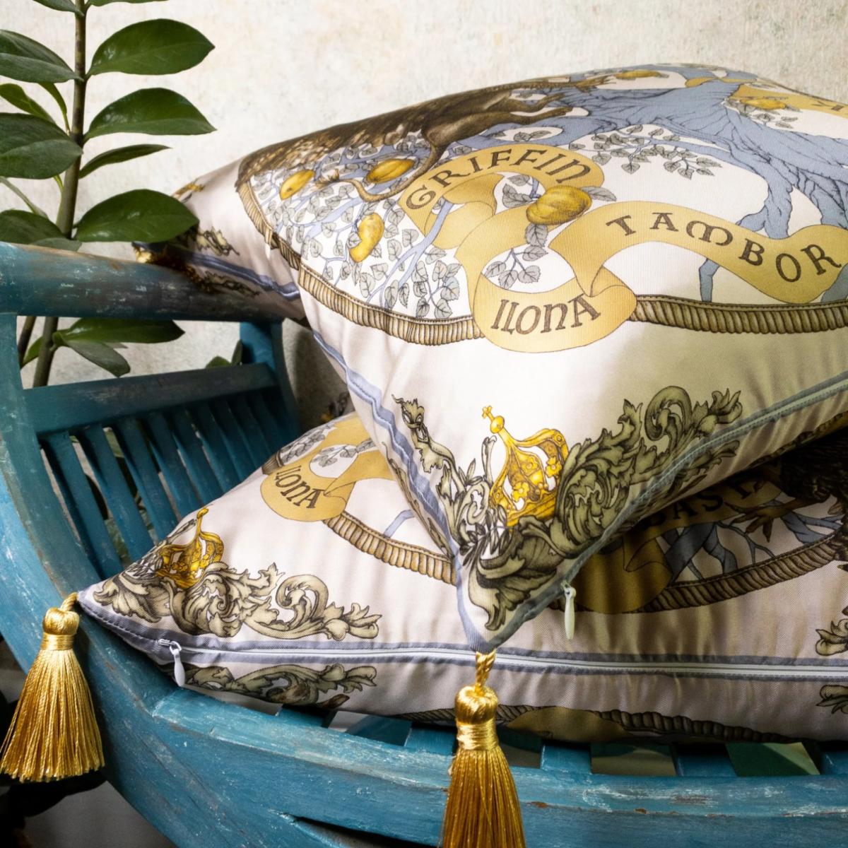 Neutrals Silk Cushion The Griffin And Basilisk Beige Ilona Tambor – image 2