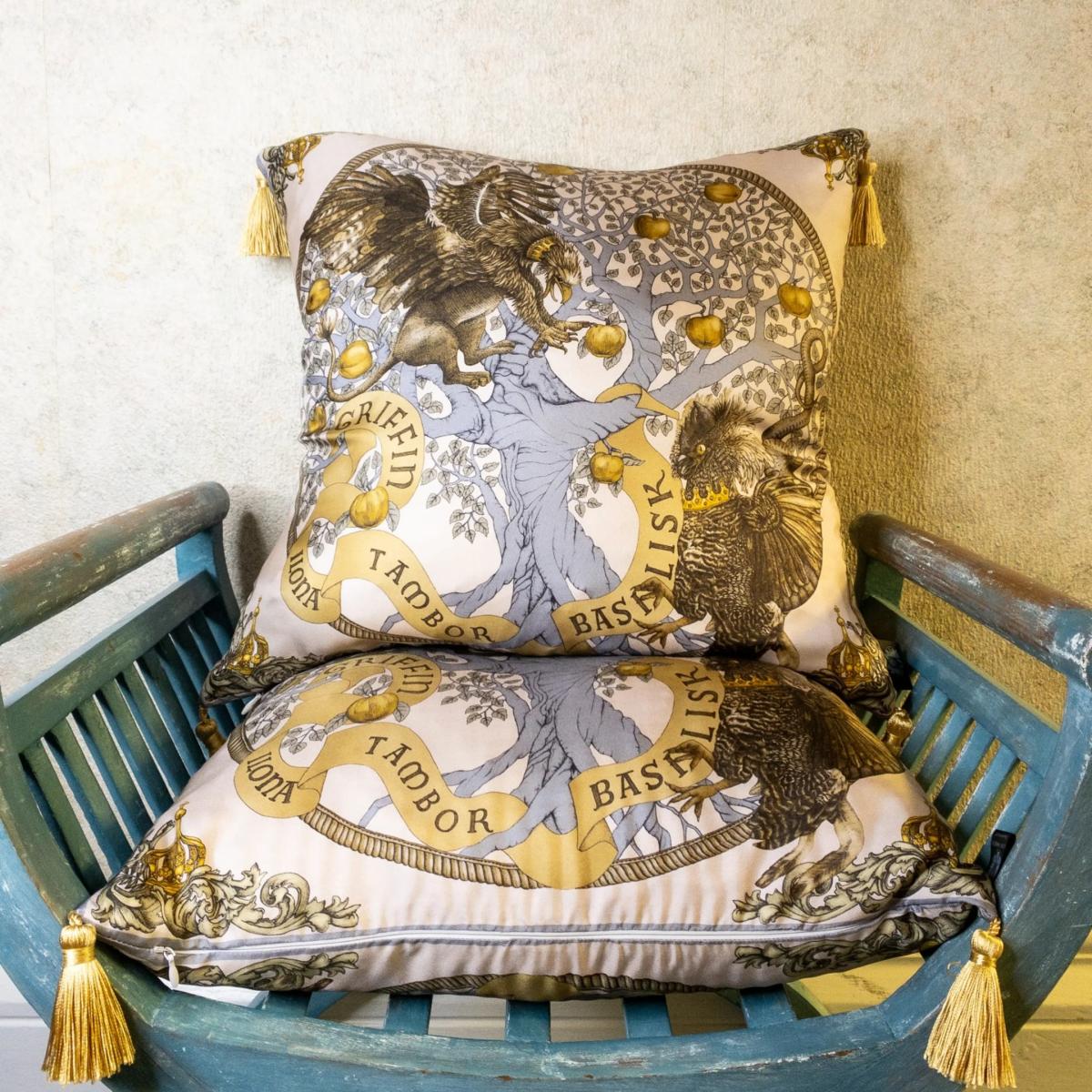 Neutrals Silk Cushion The Griffin And Basilisk Beige Ilona Tambor – image 3