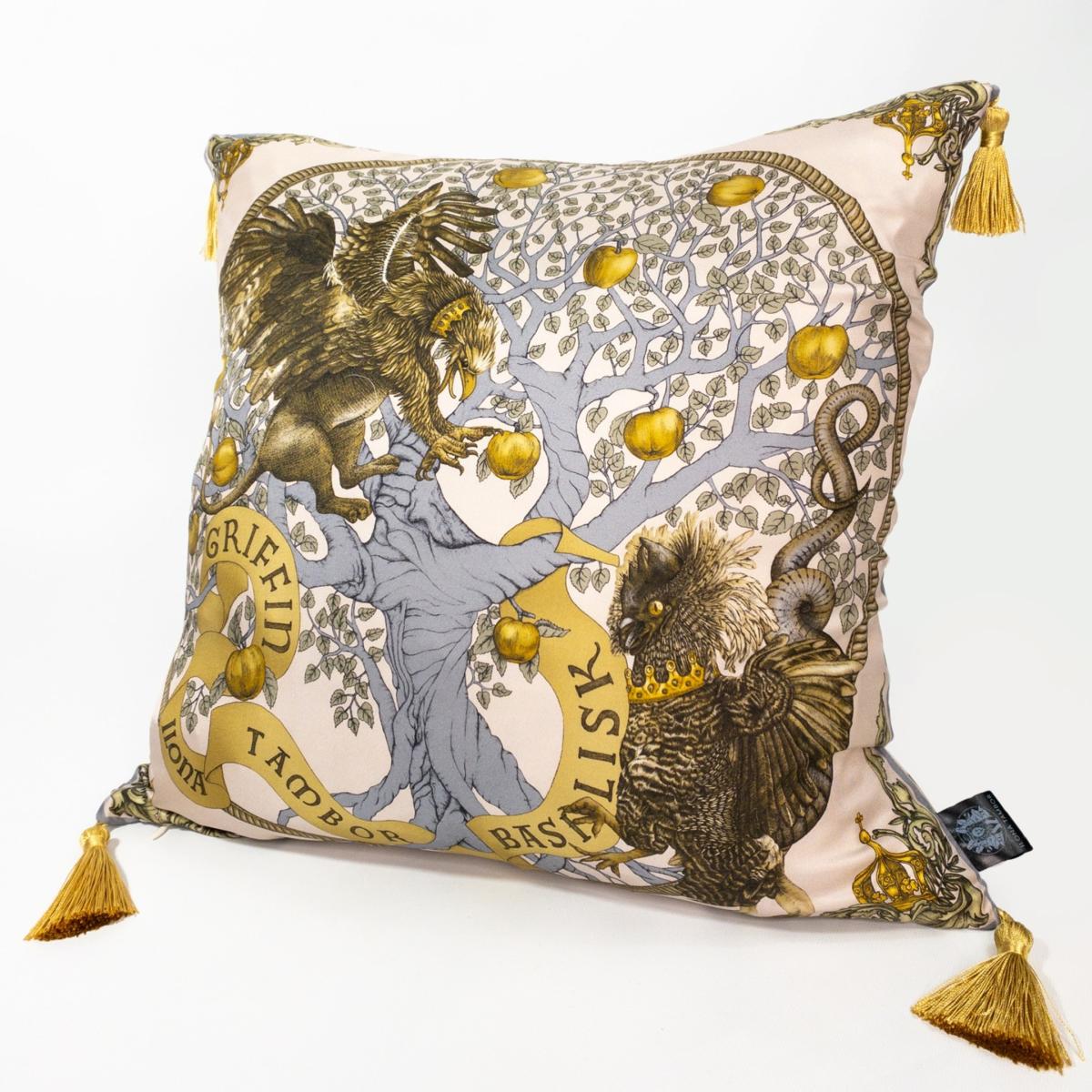 Neutrals Silk Cushion The Griffin And Basilisk Beige Ilona Tambor – image 4