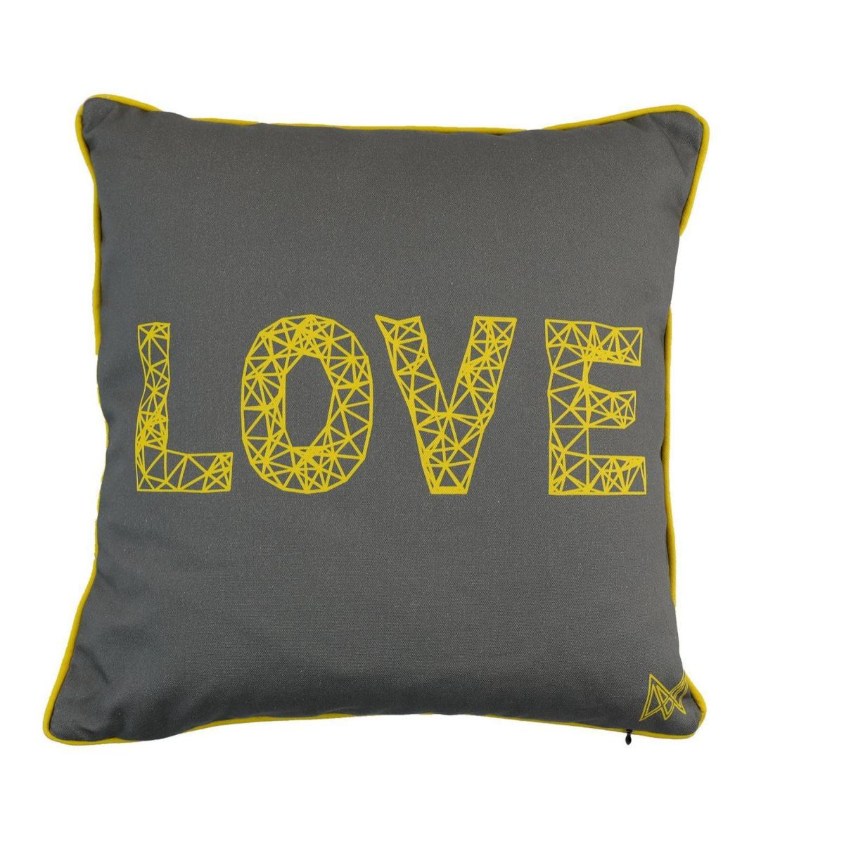 Luxury Indoor Outdoor Cushions - Grey & Yellow Organic Collection Heart/Love Marokka Design – image 2