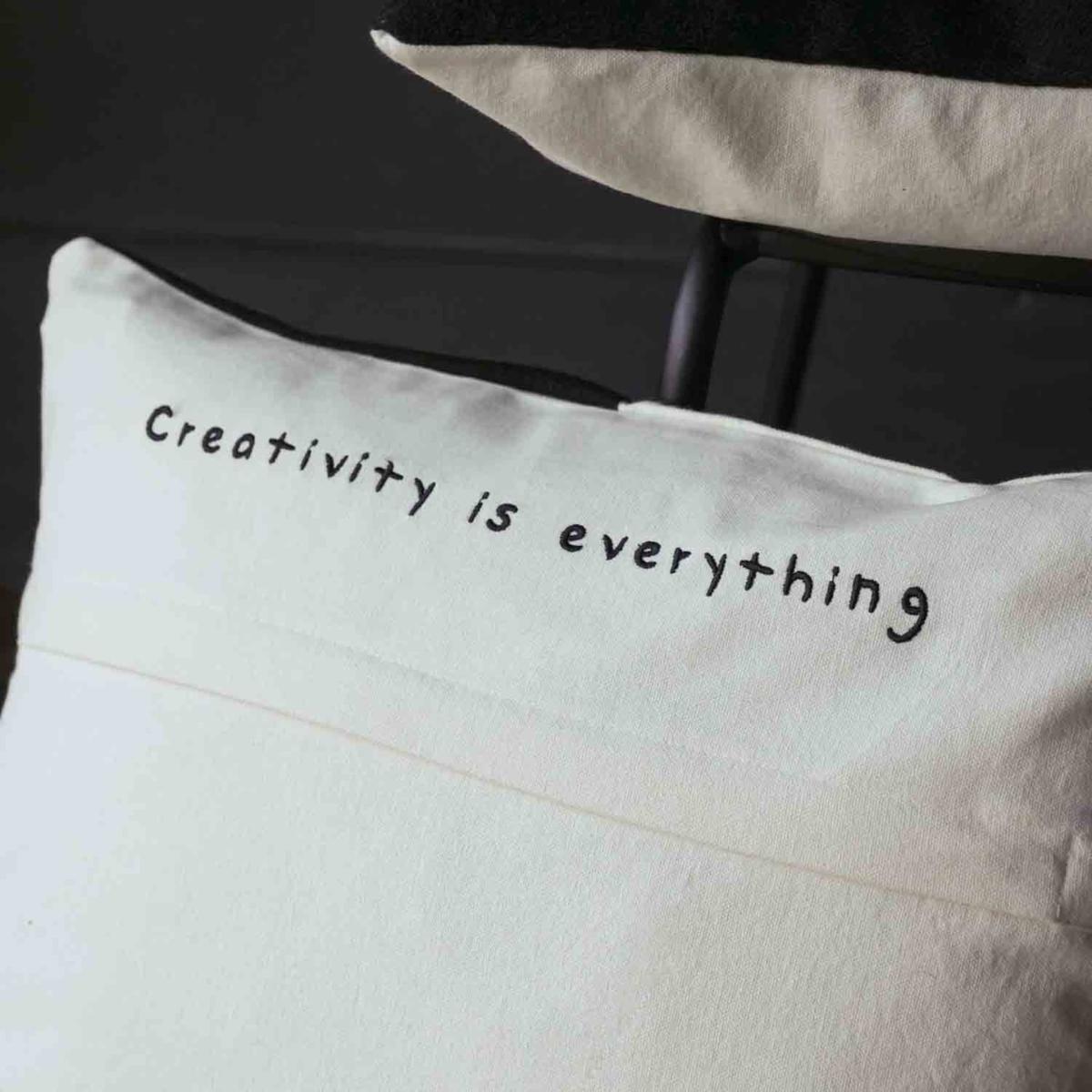 White Creativity Is Everything Monochrome Cushion Rockett St George – image 3