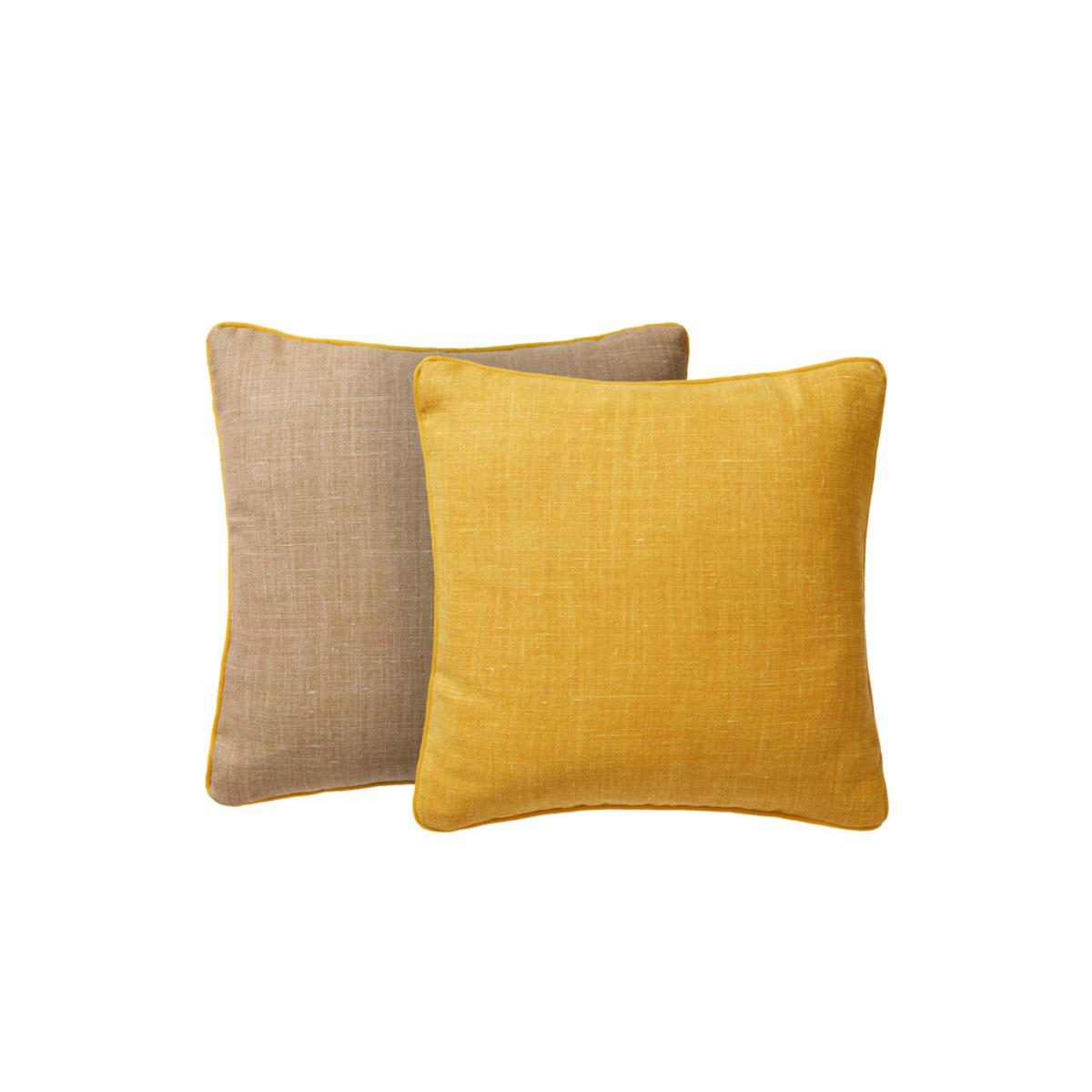 Neutrals / Yellow / Orange Lino Reversible Cushion One Size Fameed Khalique Ltd – image 2