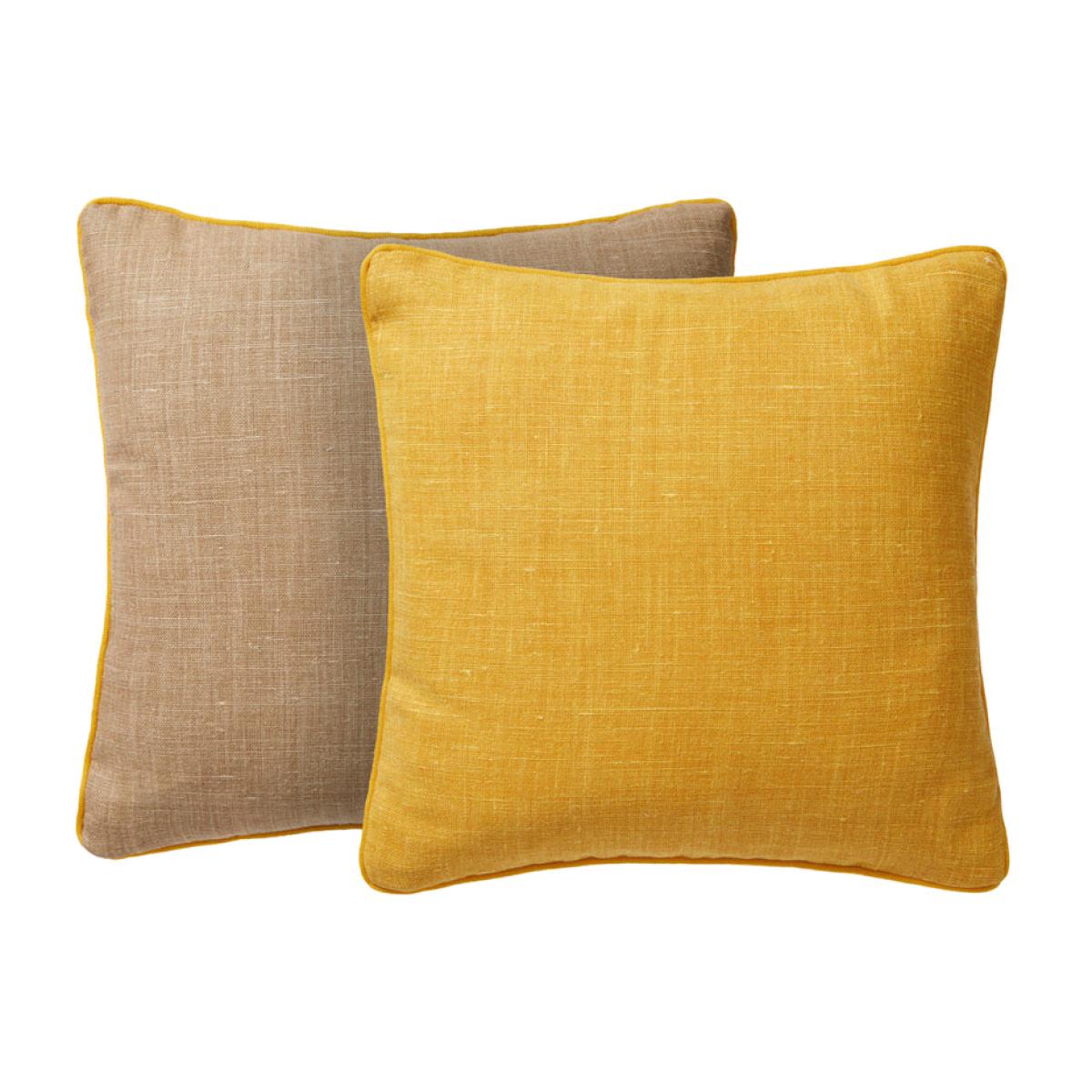 Neutrals / Yellow / Orange Lino Reversible Cushion One Size Fameed Khalique Ltd – image 1