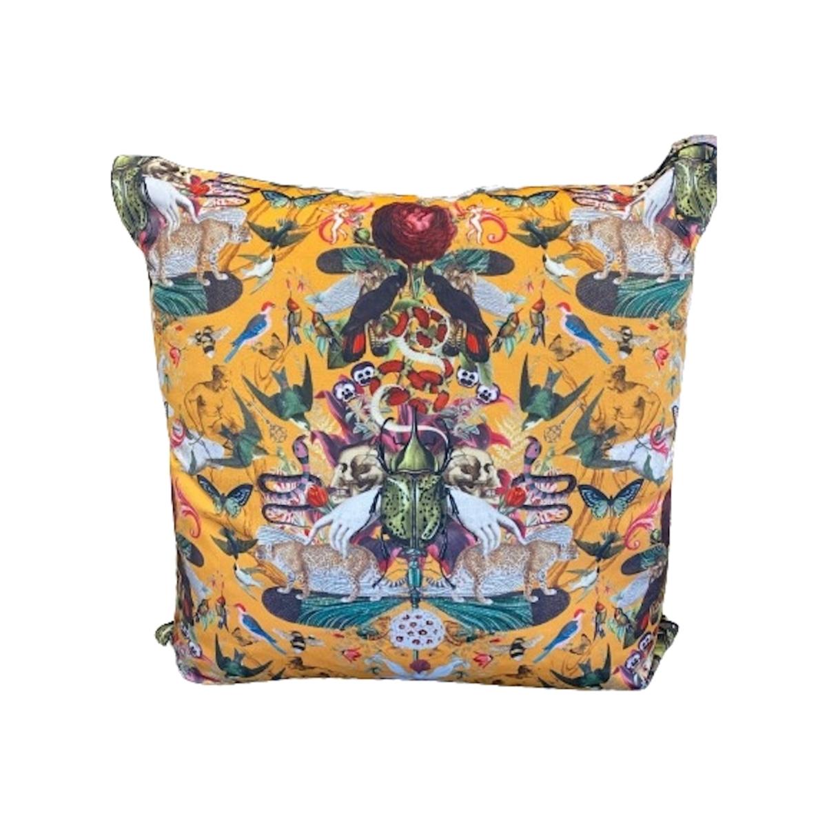 Yellow / Orange Divine Curio - Luxury Velvet Cushion Myrtle & Mary
