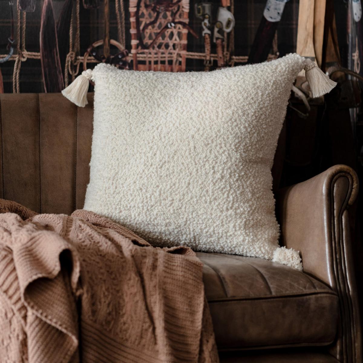 White Schaffel Square Cushion By Mindthegap – image 3