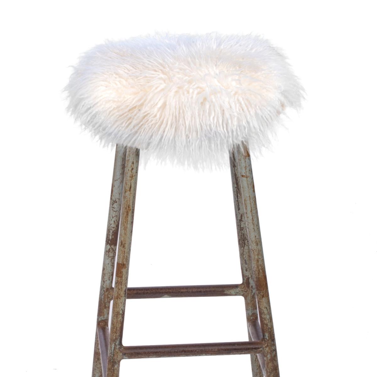 White Sheepskin Long Hair Seatpad Circular - Ivory Owen Barry – image 4