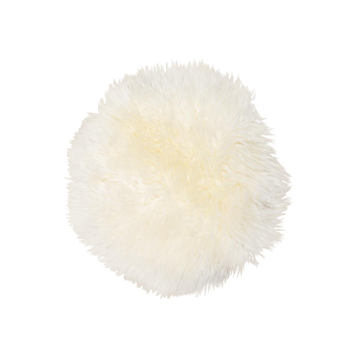 White Sheepskin Long Hair Seatpad Circular - Ivory Owen Barry – image 1
