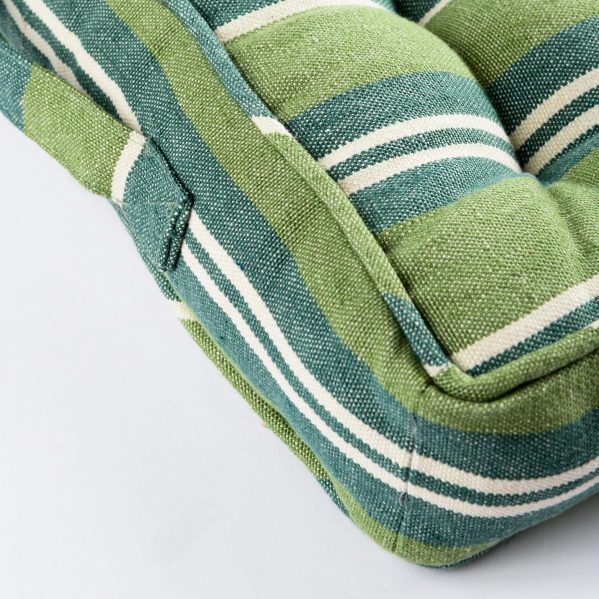 Green / White Szepviz Stripe Linen Chair Cushion By Mindthegap – image 4