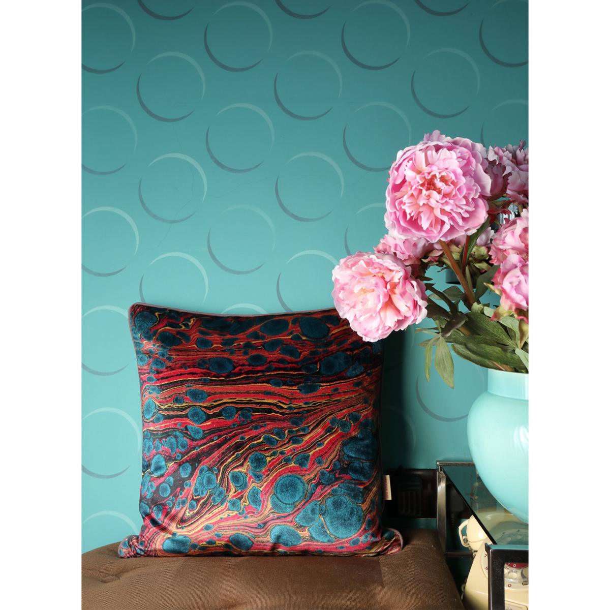 Pink / Purple / Blue Galactic Marbled Velvet Cushion One Size Susi Bellamy – image 2