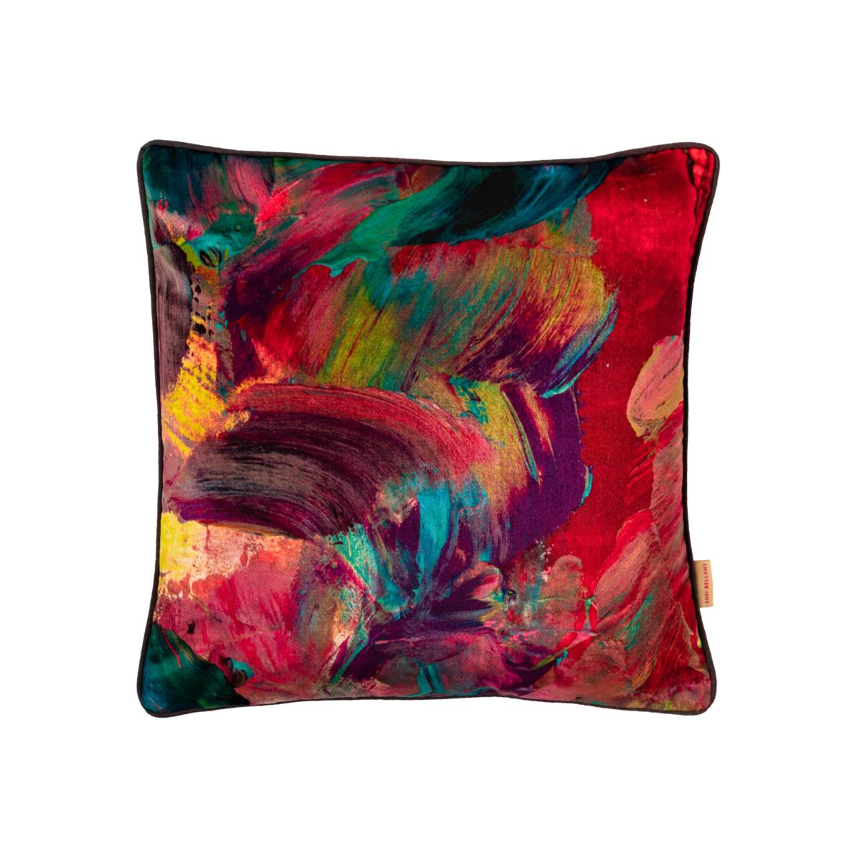 Pink / Purple / Black Emerald Streaks Velvet Cushion Susi Bellamy – image 1