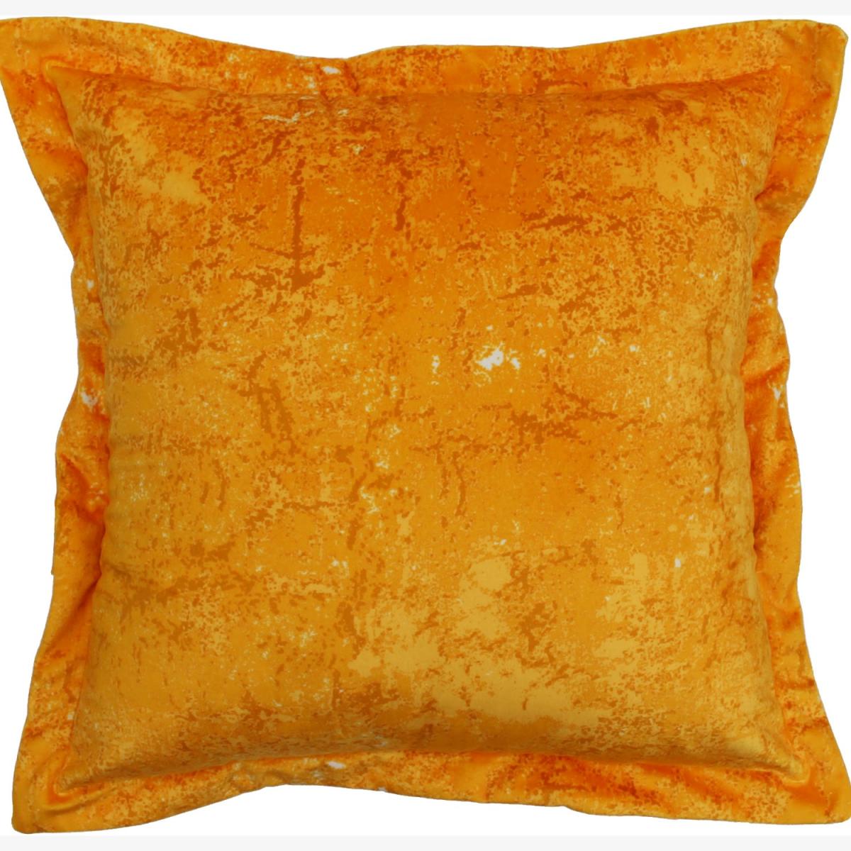 Yellow / Orange Colourful Dark Honey Yellow Soft Velvet Cushion With Unique Textured Pattern Emily Laura Designs