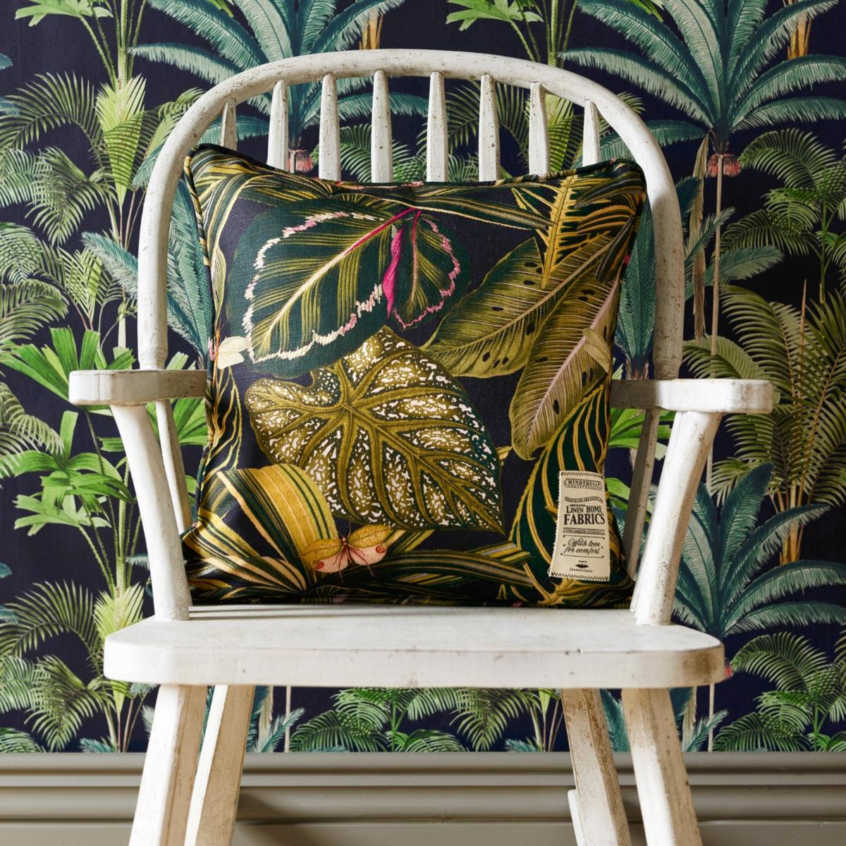 Green / Black Amazonia Linen Cushion By Mindthegap – image 2