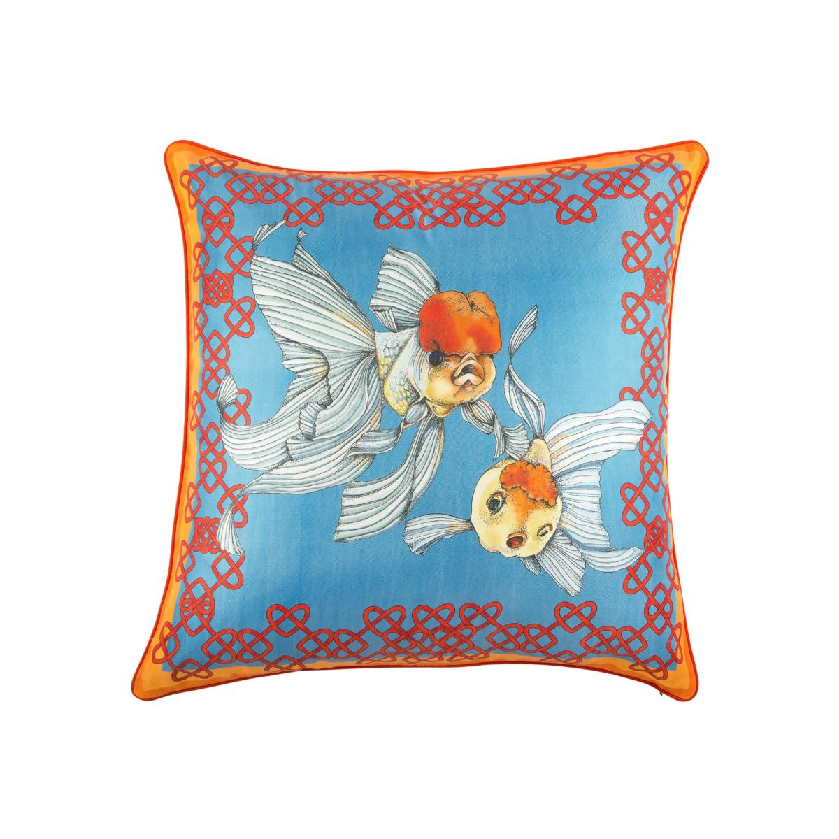 Blue Joy & Luck Silk Cushion Small Bivain