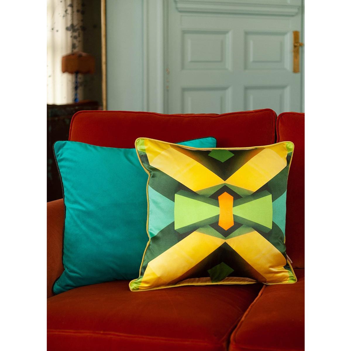 Green / Black / Blue Jade Velvet Cushion Susi Bellamy – image 3