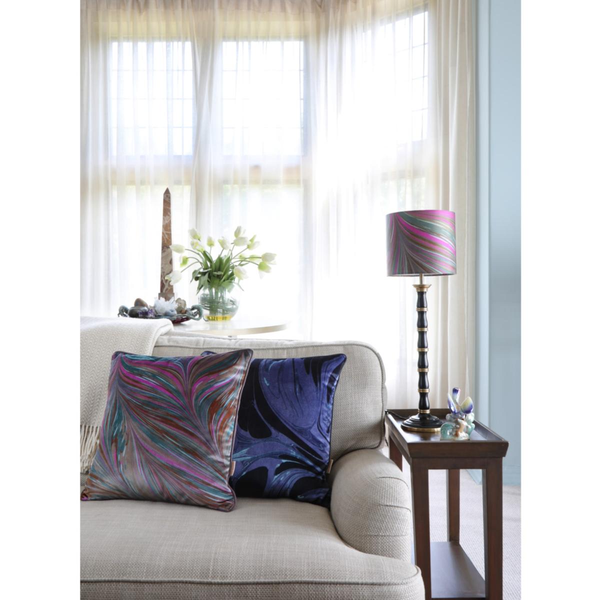 Black / Blue Hyacinth Swathe Velvet Cushion One Size Susi Bellamy – image 2