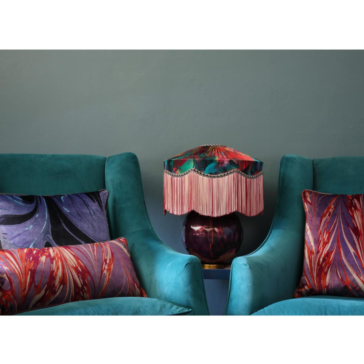 Black / Blue Hyacinth Swathe Velvet Cushion One Size Susi Bellamy – image 3