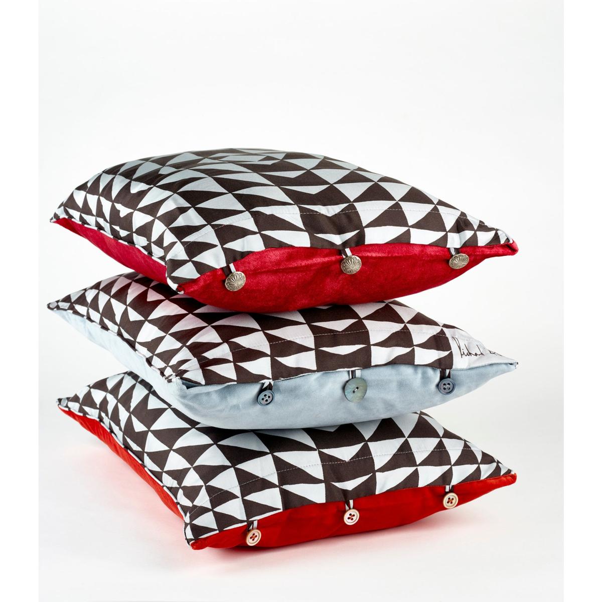Yellow / Orange / Brown Prism Silk & Orange Velvet Cushion Richard Allan London – image 5