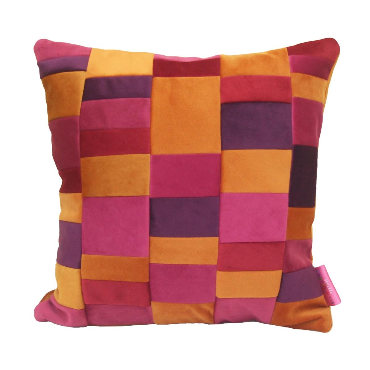 Patchwork Velvet Cushion Pair - Pink Orange Ellie Pearce Textiles – image 7