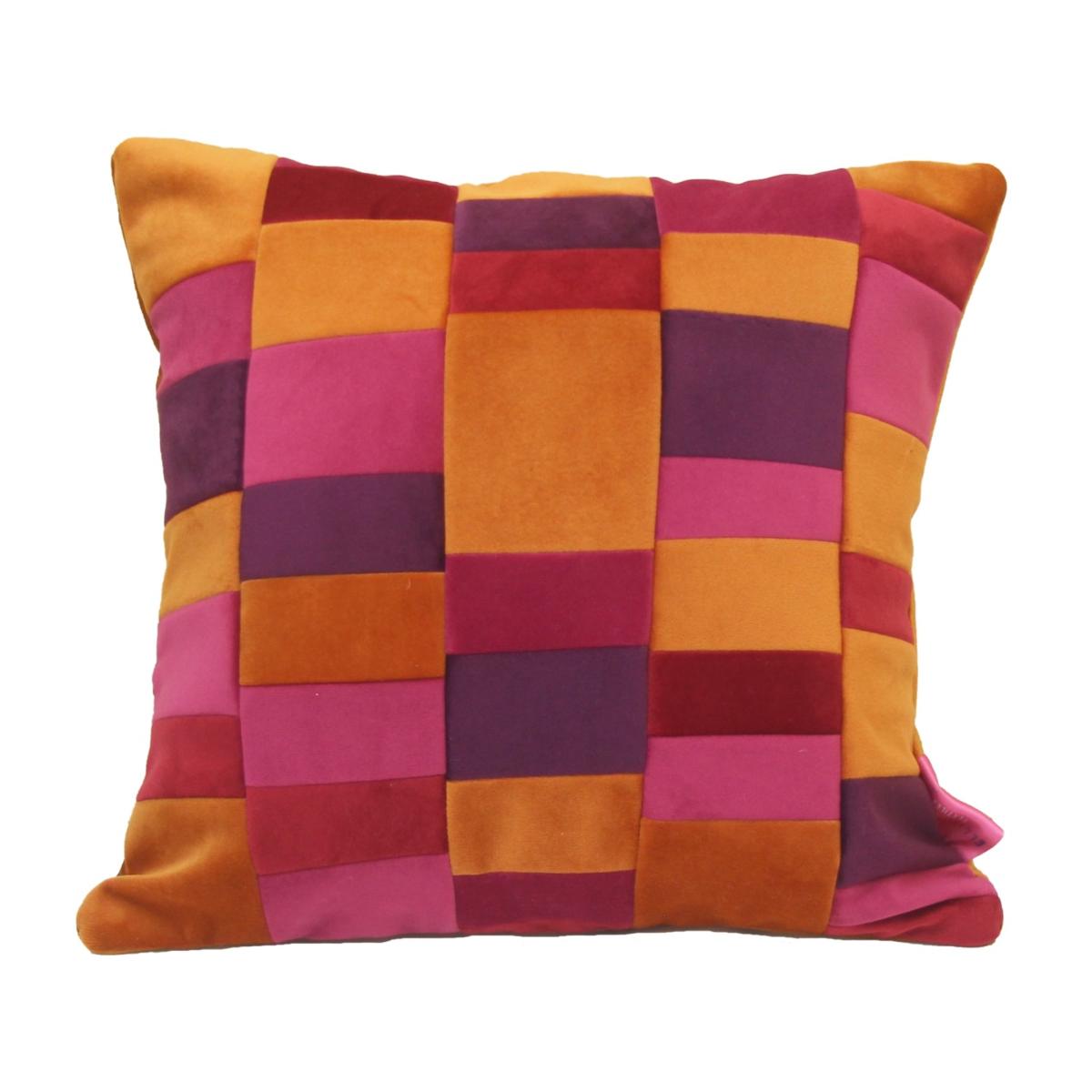 Patchwork Velvet Cushion Pair - Pink Orange Ellie Pearce Textiles – image 8