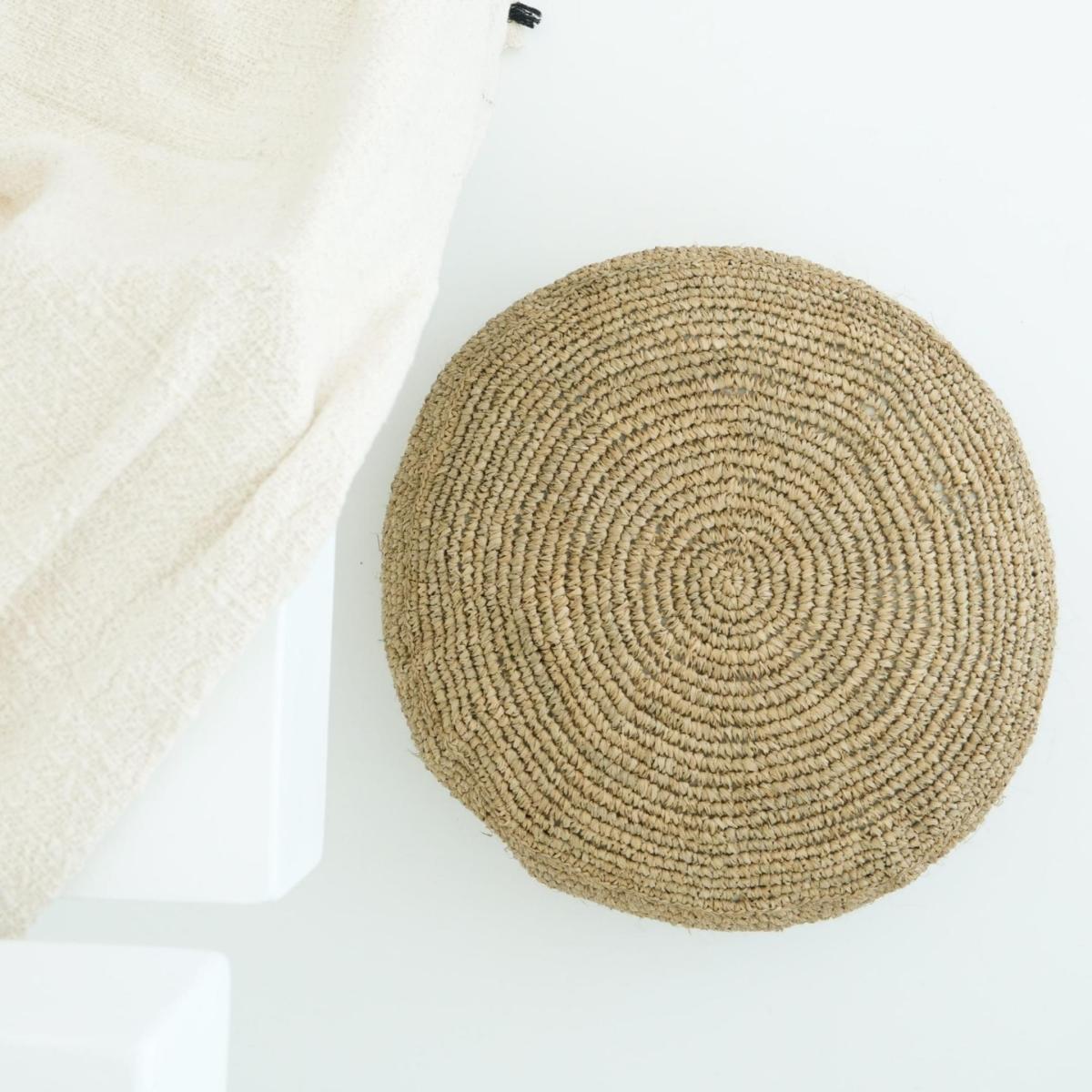 Neutrals Seagrass Pouf Floor Cushion Pink Haley – image 5