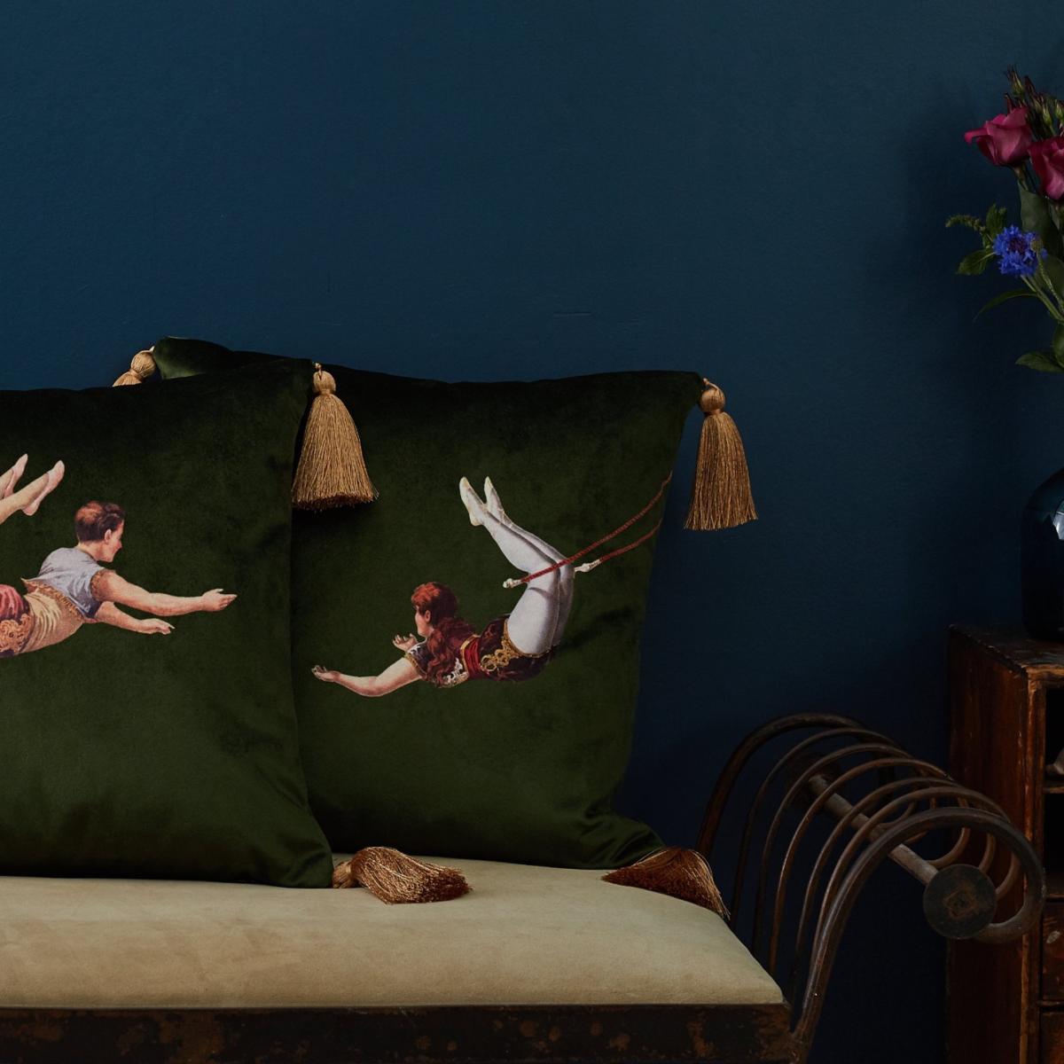 Trapeze Girl Velvet Cushion Lush Meadow Green Melody Rose London – image 3