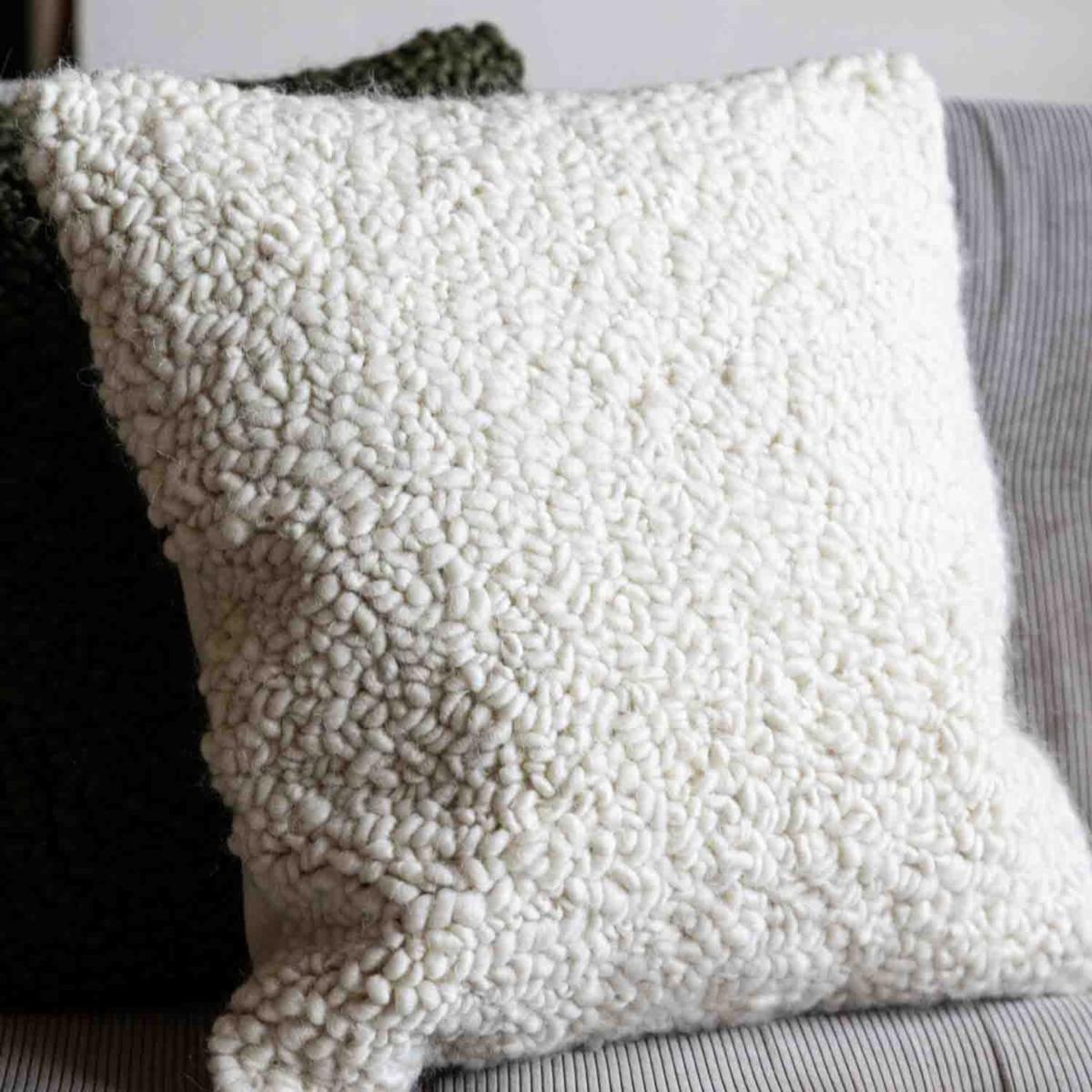 White Chunky Cream Boucle Cushion Rockett St George – image 2