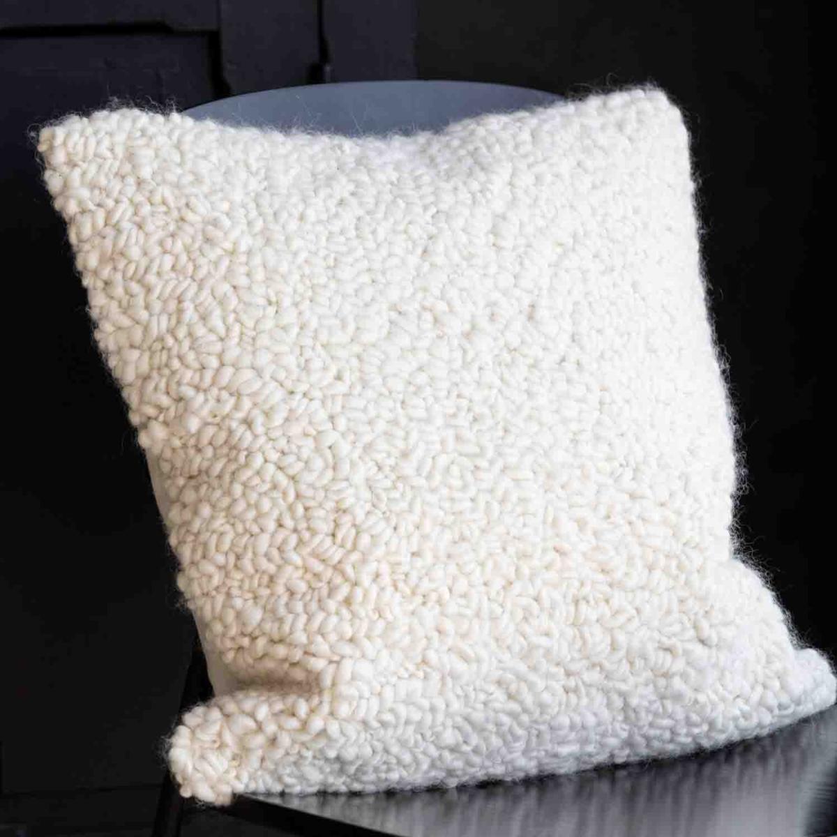 White Chunky Cream Boucle Cushion Rockett St George – image 3