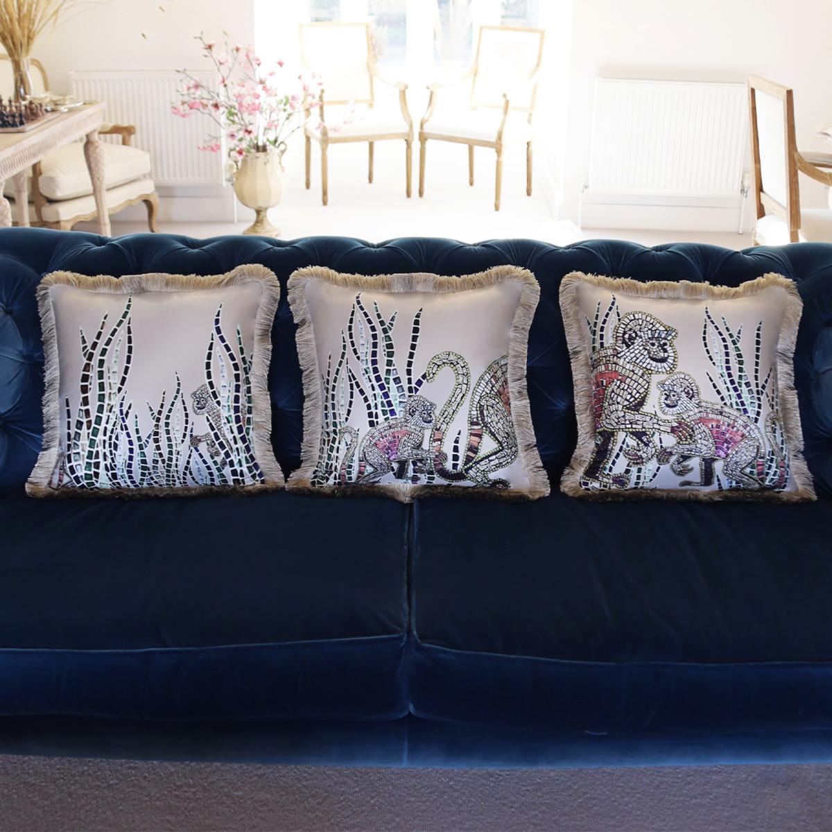 Mother And Baby Monkey Cushion - Beige Cassandra Hone – image 3