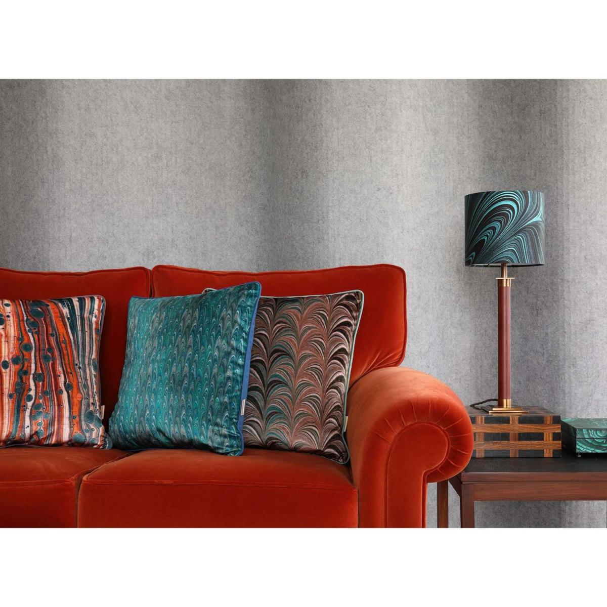 Neutrals / Green / Grey Jade Wide Comb Velvet Cushion Susi Bellamy – image 4