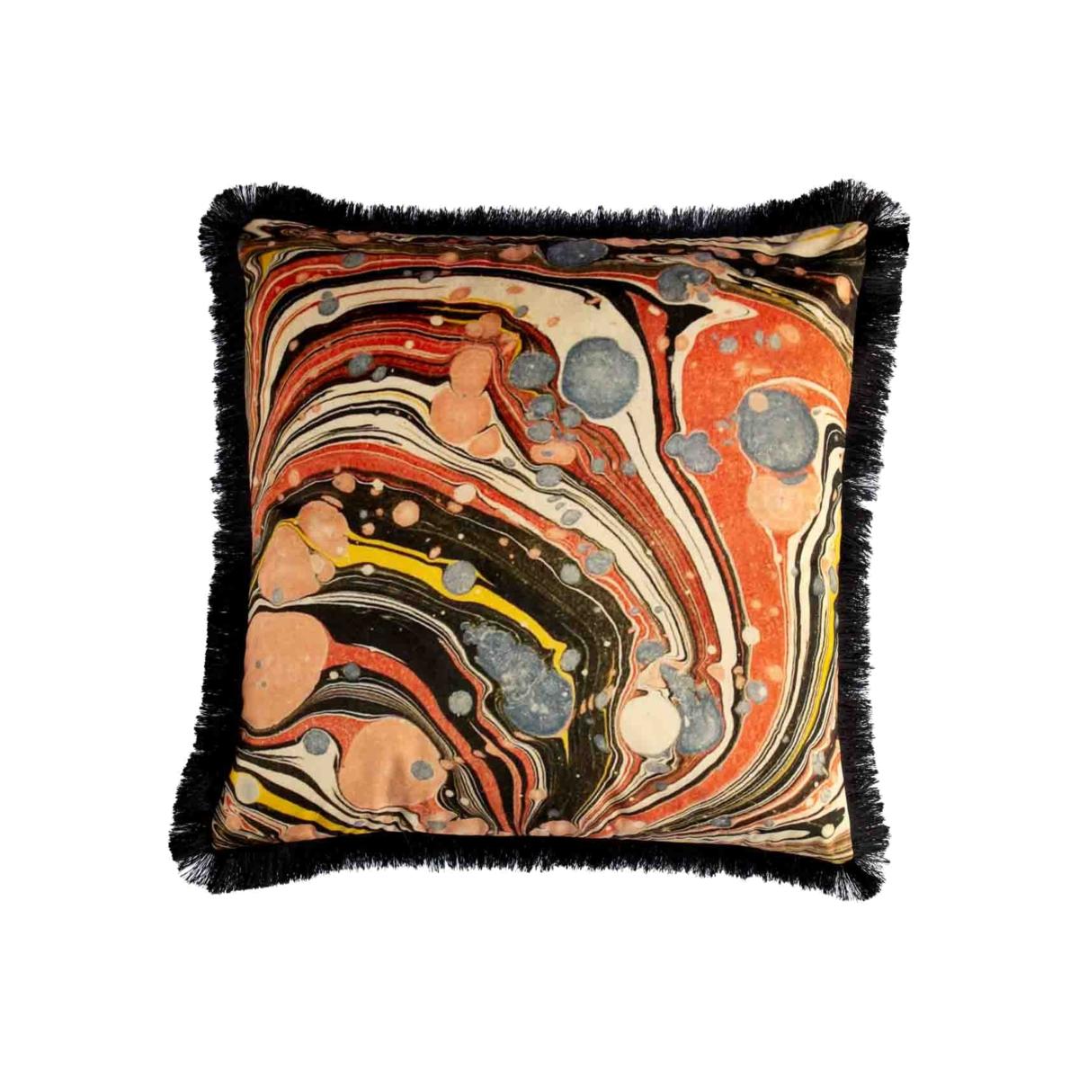Marble Velvet Fringed Cushion Rockett St George – image 1