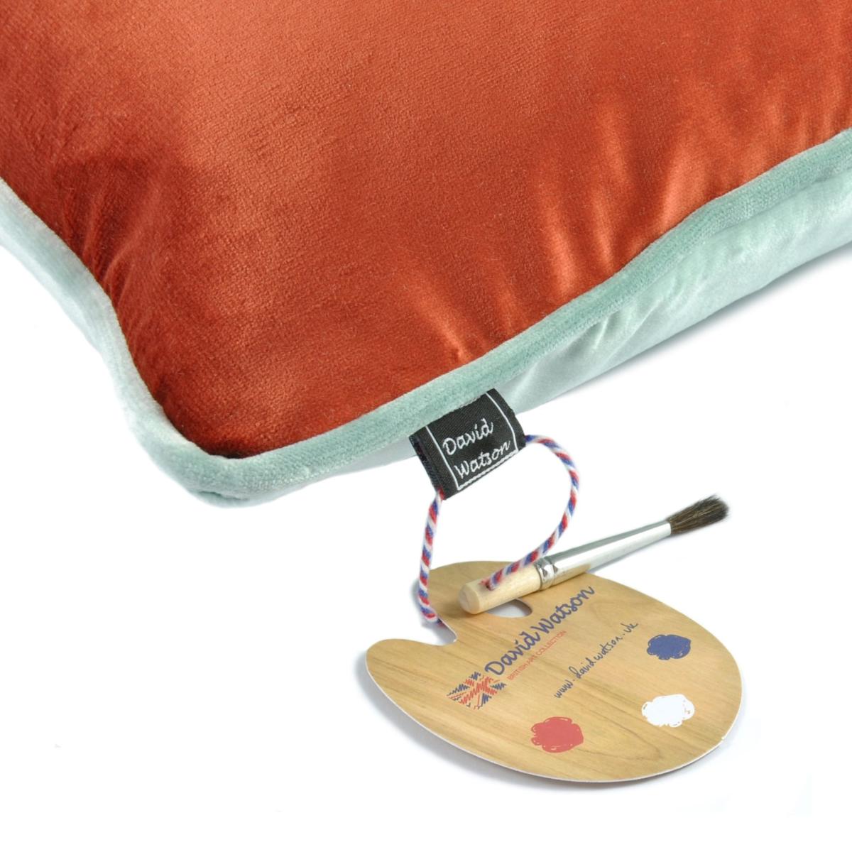 Red & Blue Velvet Cushion David Watson – image 4