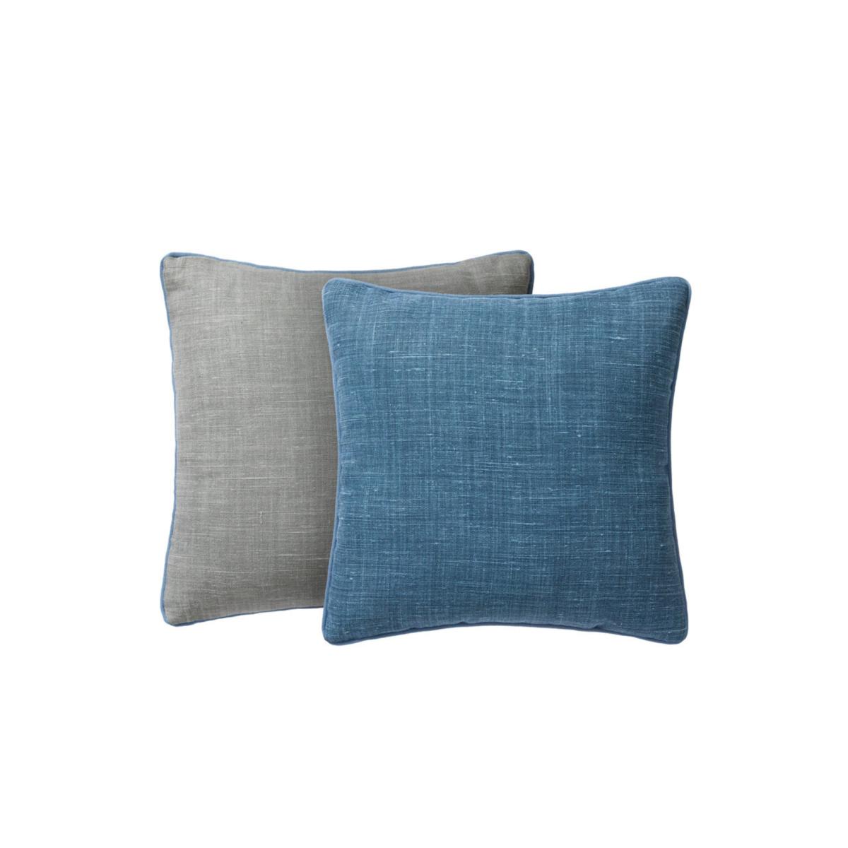 Blue / Grey Lino Reversible Cushion - Blue/Grey One Size Fameed Khalique Ltd – image 2