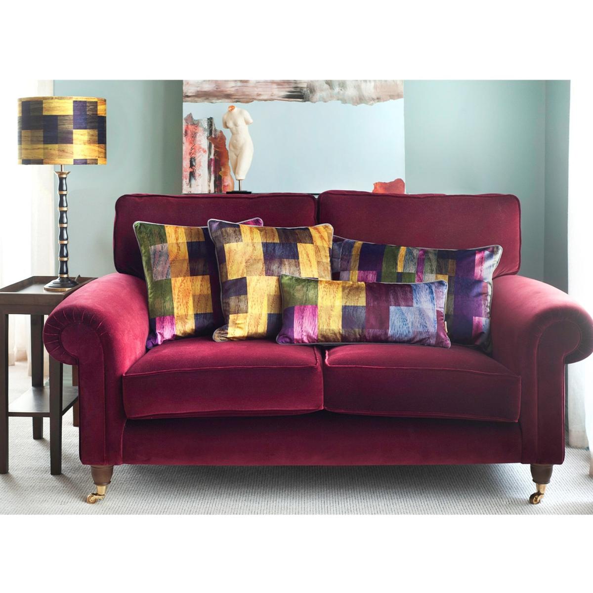 Black / Yellow / Orange Indigo Chartreuse Parquet Velvet Cushion Susi Bellamy – image 2