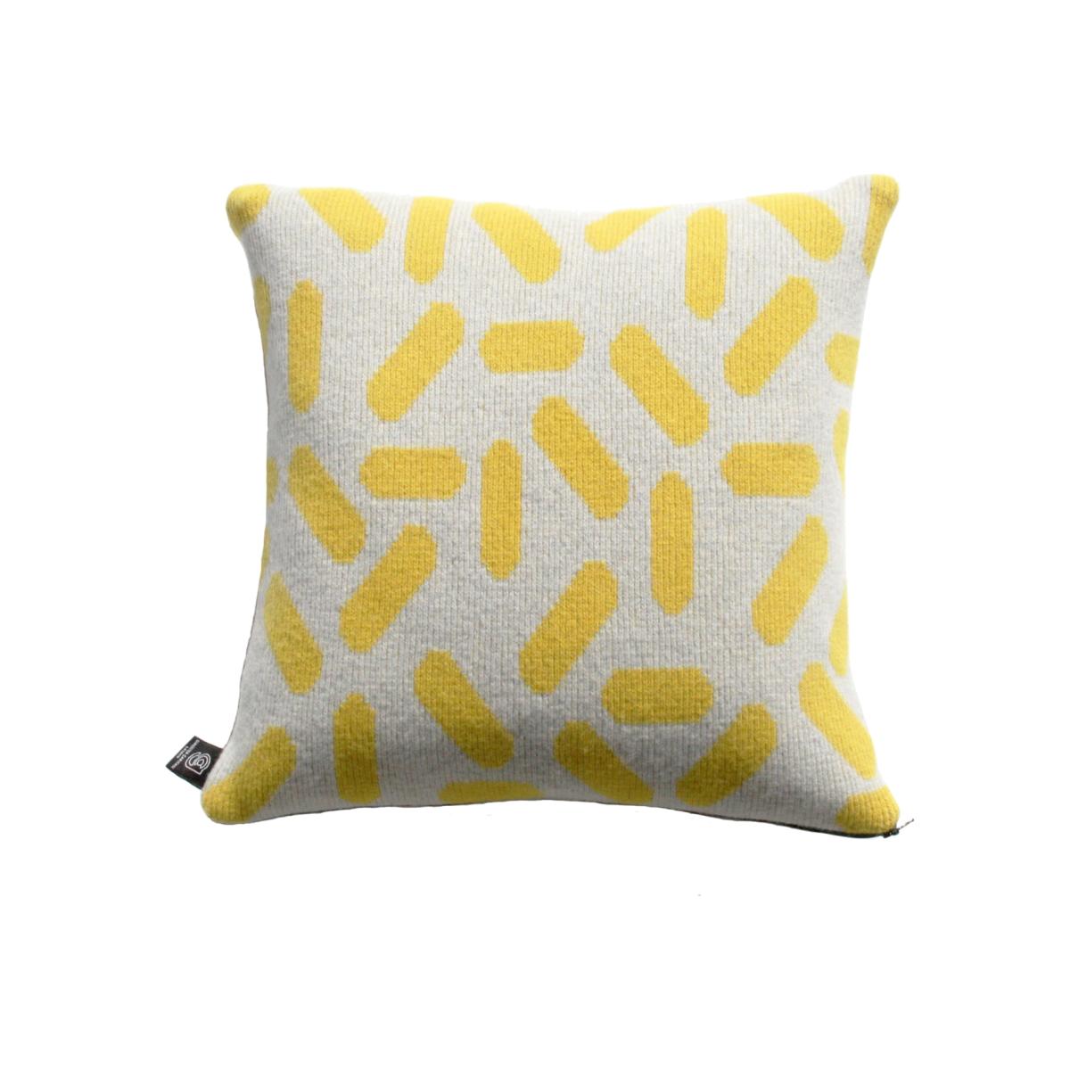 Grey / Yellow / Orange Tic-Tac Cushion In Grey & Yellow/Black Zip Giannina Capitani