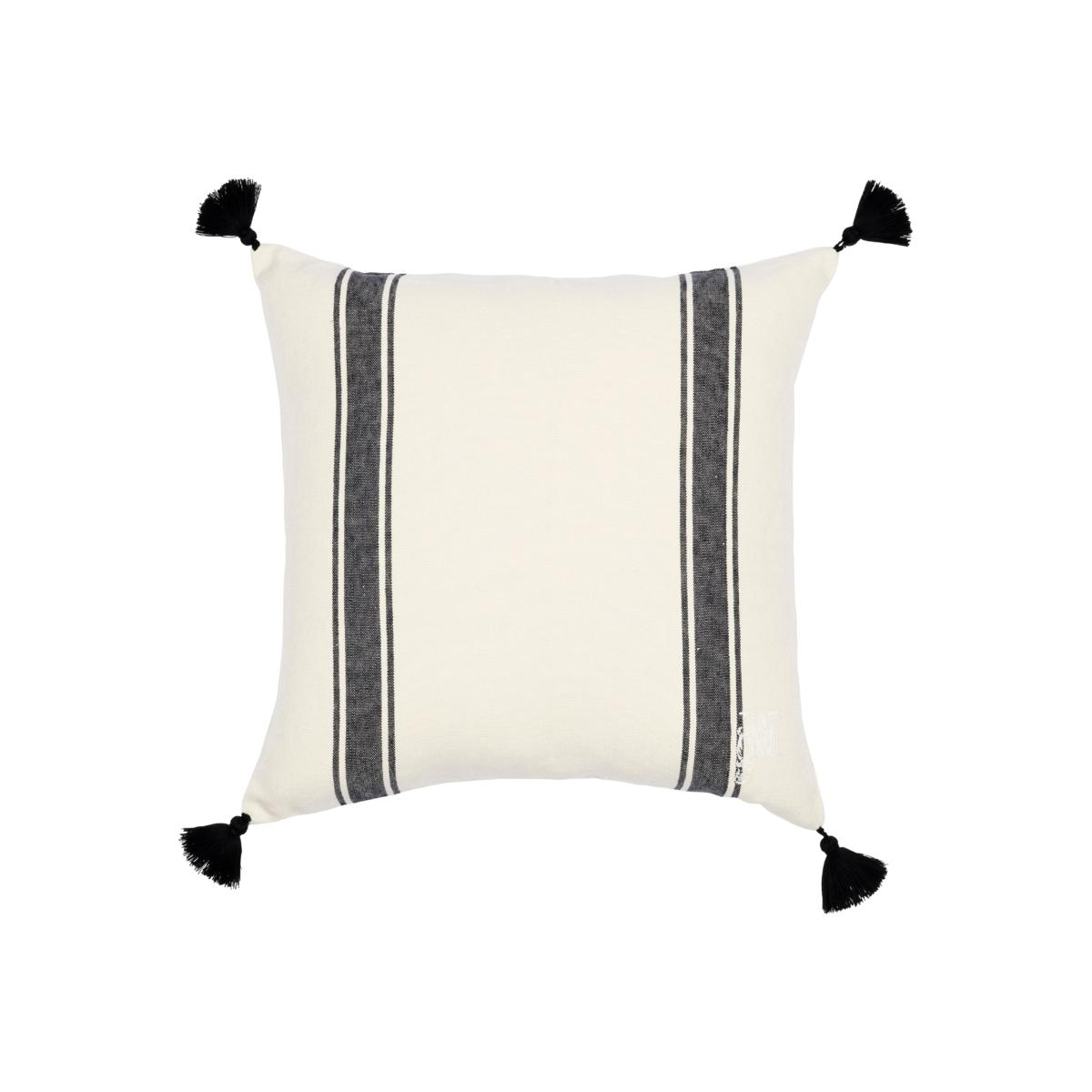 Black / White Hajdu Stripe Heavy Linen Cushion Mindthegap – image 1