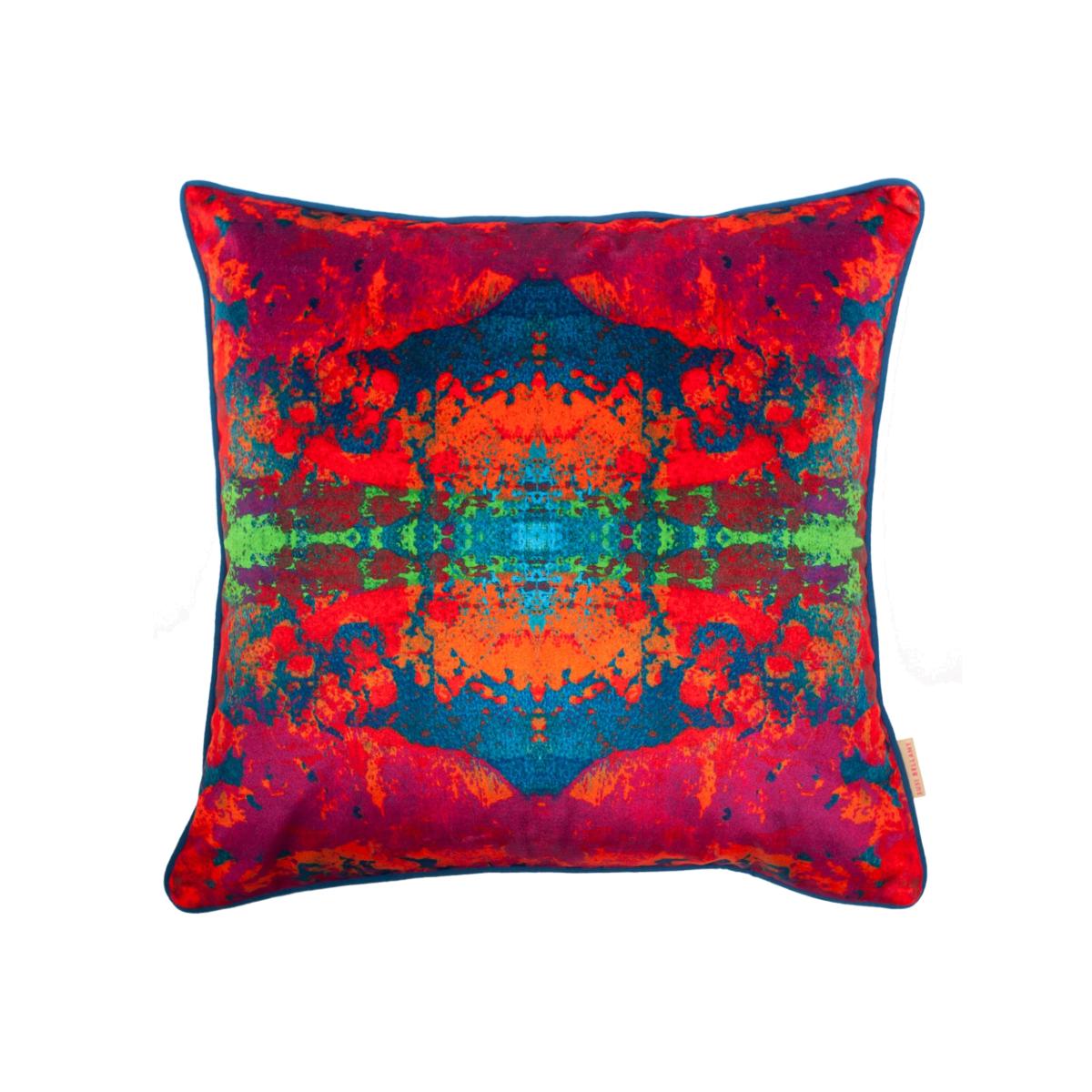 Pink / Purple / Blue Paesaggio Scarlatto Kaleidoscope Velvet Cushion One Size Susi Bellamy – image 1