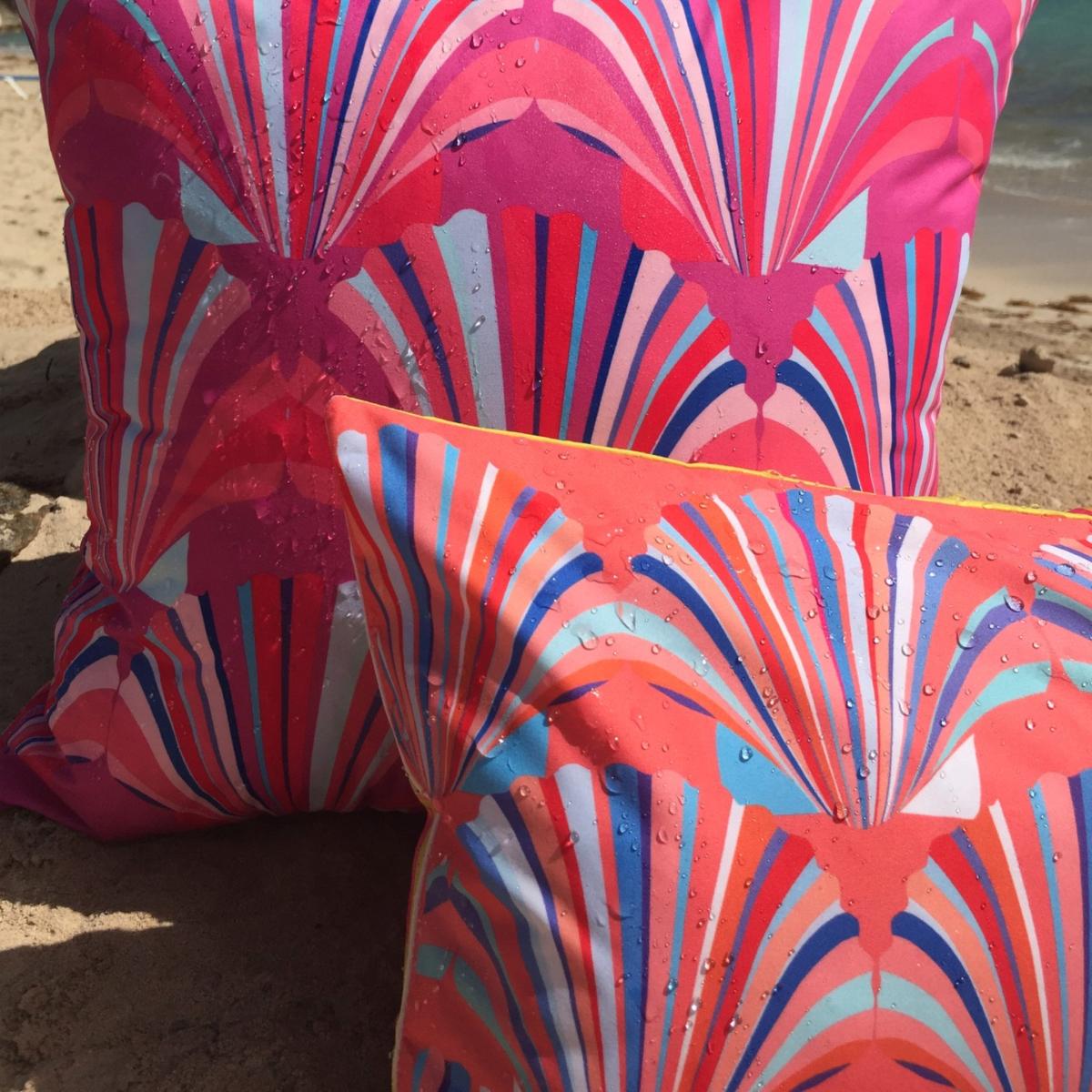 Yellow / Orange Coral Weatherproof Shell Deco Cushion Chloe Croft London Limited – image 2