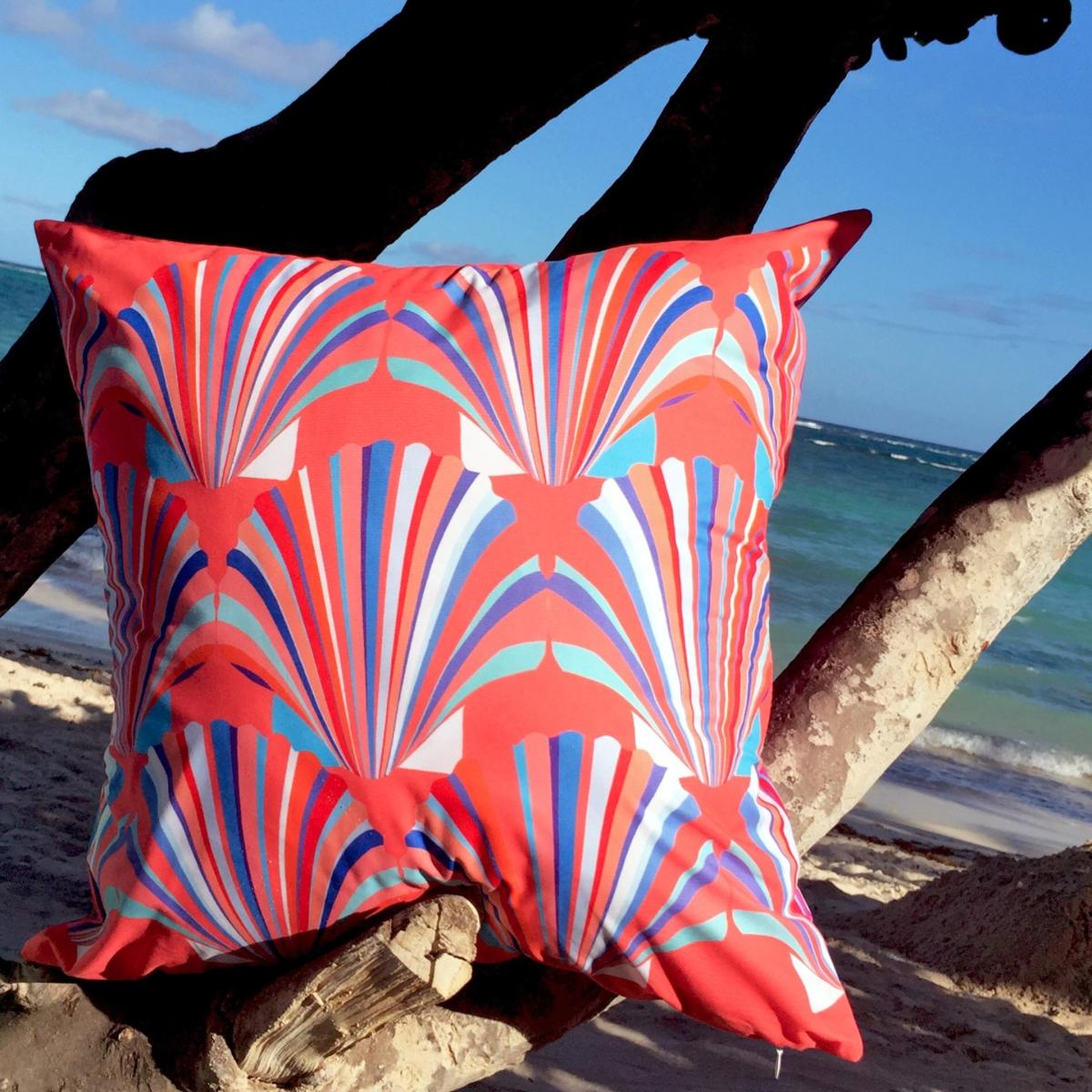 Yellow / Orange Coral Weatherproof Shell Deco Cushion Chloe Croft London Limited – image 4