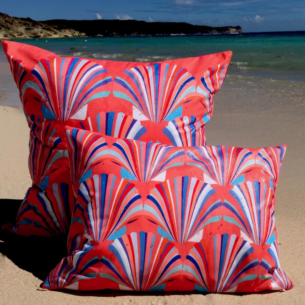Yellow / Orange Coral Weatherproof Shell Deco Cushion Chloe Croft London Limited – image 5