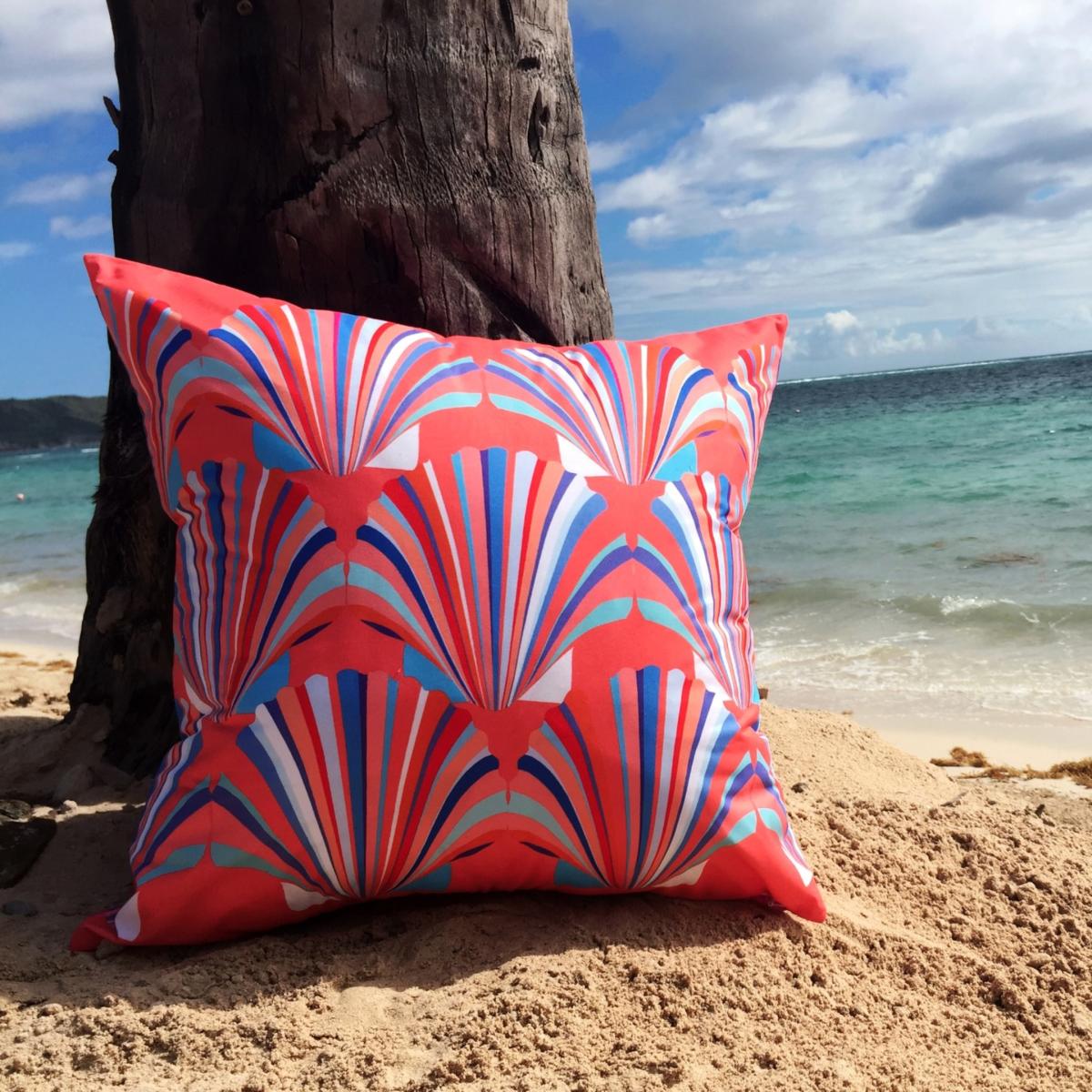 Yellow / Orange Coral Weatherproof Shell Deco Cushion Chloe Croft London Limited – image 6