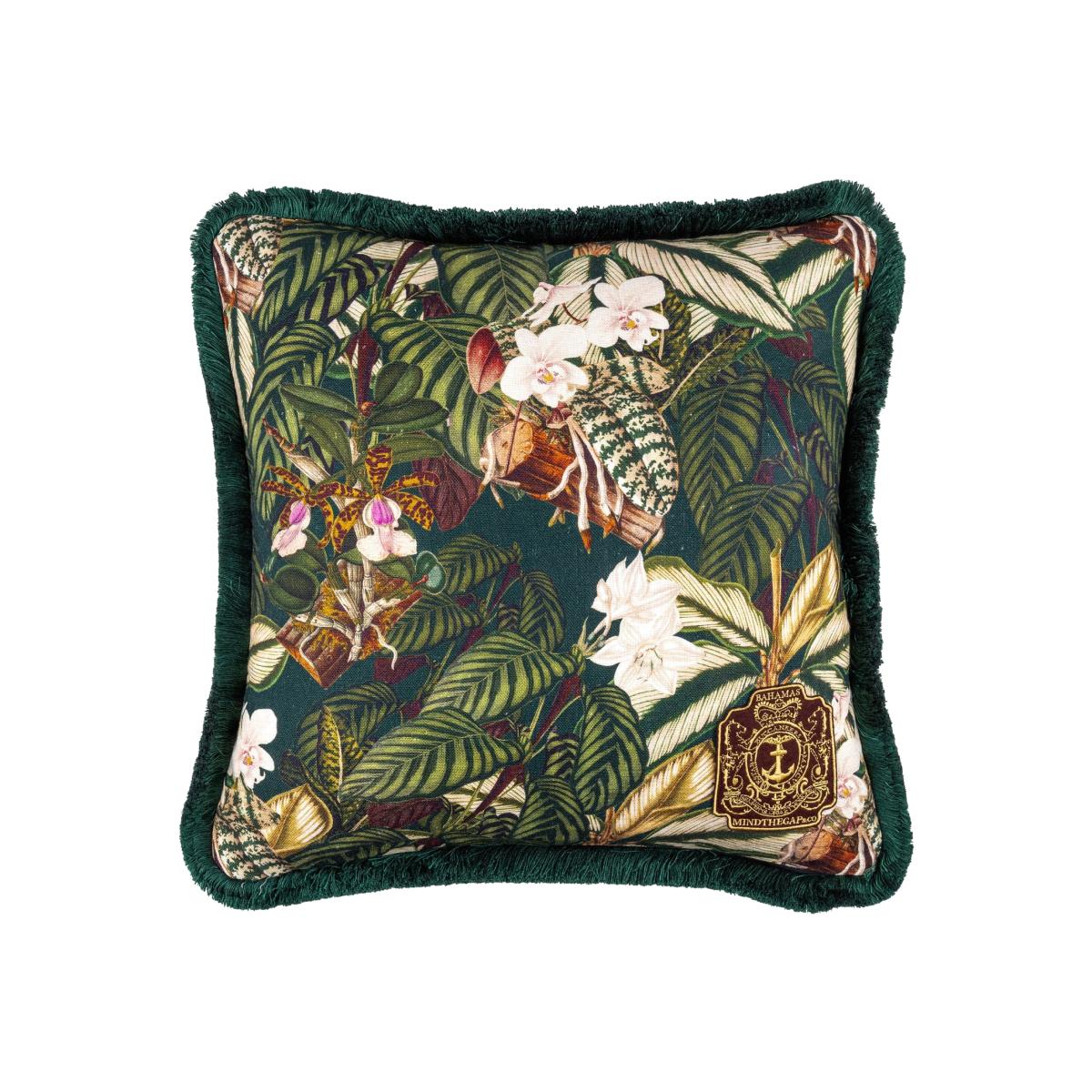Yellow / Orange / Pink Orchid Bloom Linen Square Cushion Mindthegap