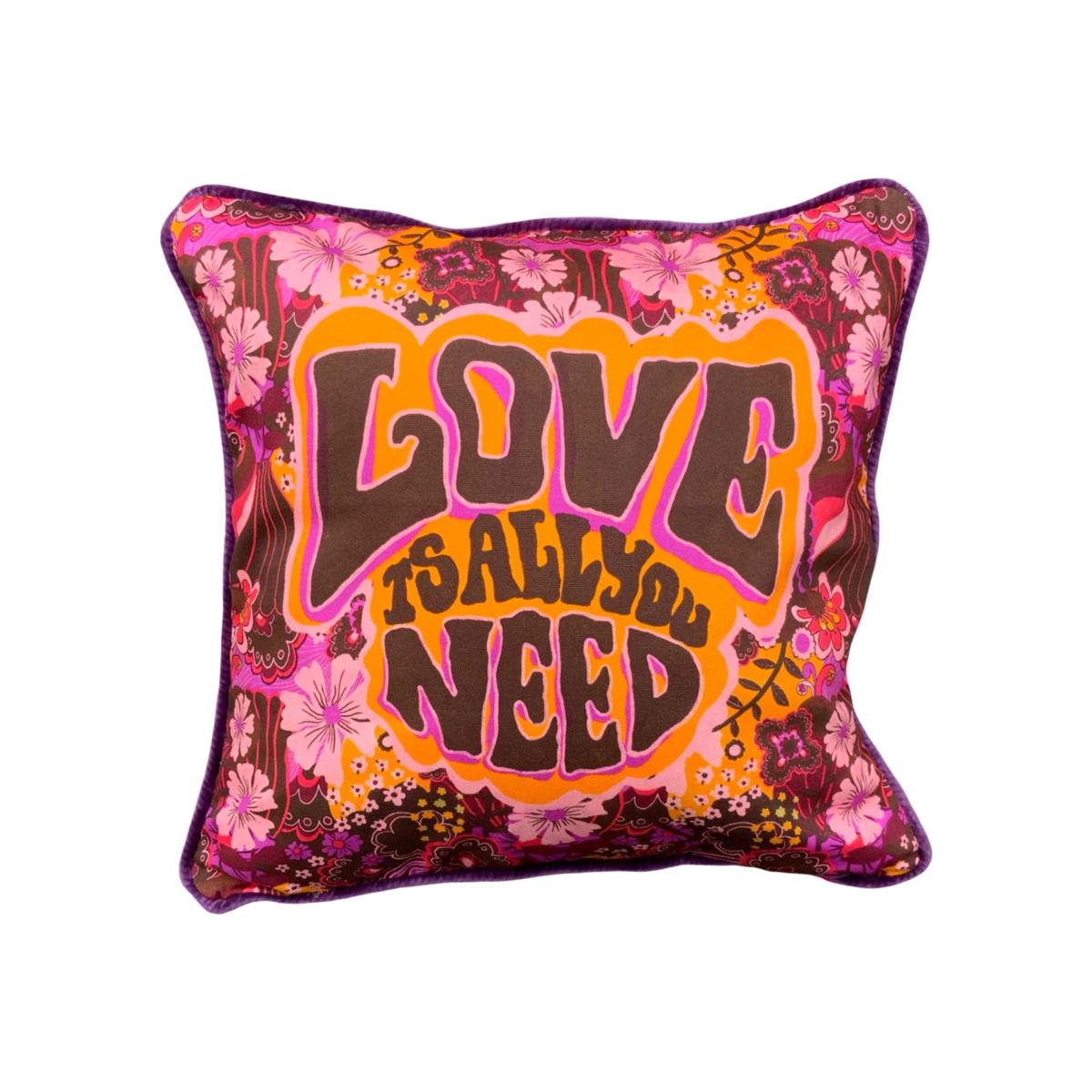 Pink / Purple 'Love Is All You Need' Cushion One Size The Neighbourhood Threat – image 1
