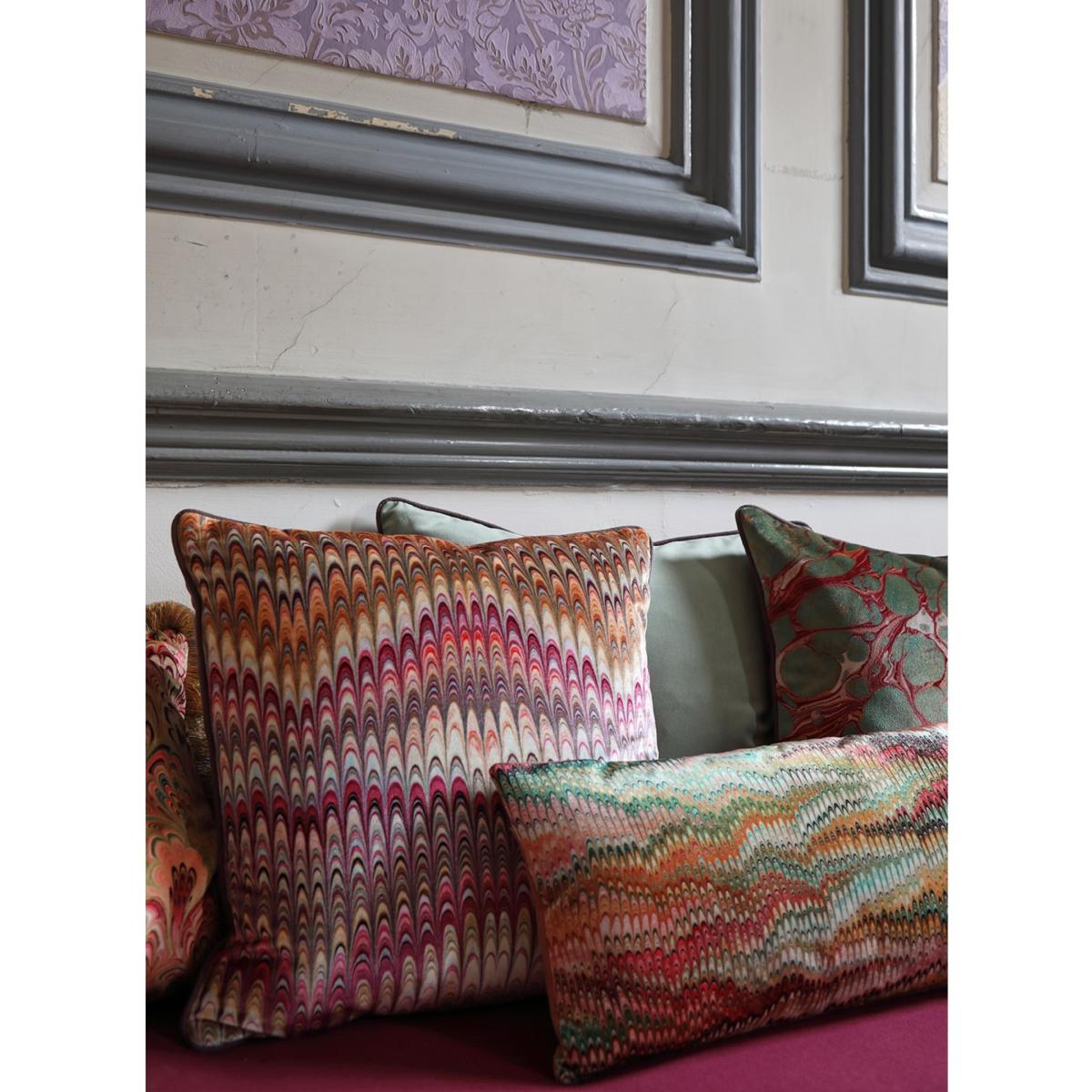 Pink / Purple / Neutrals Dahlia Plumes Velvet Cushion Susi Bellamy – image 2