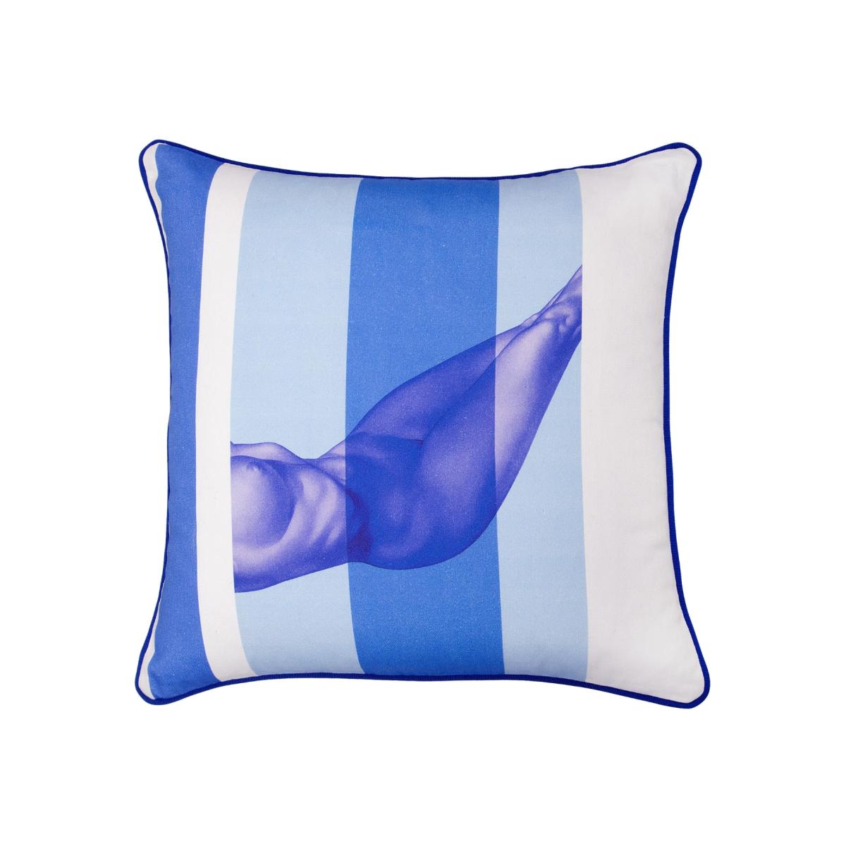 Nude Blue Cotton Cushion Large Bivain