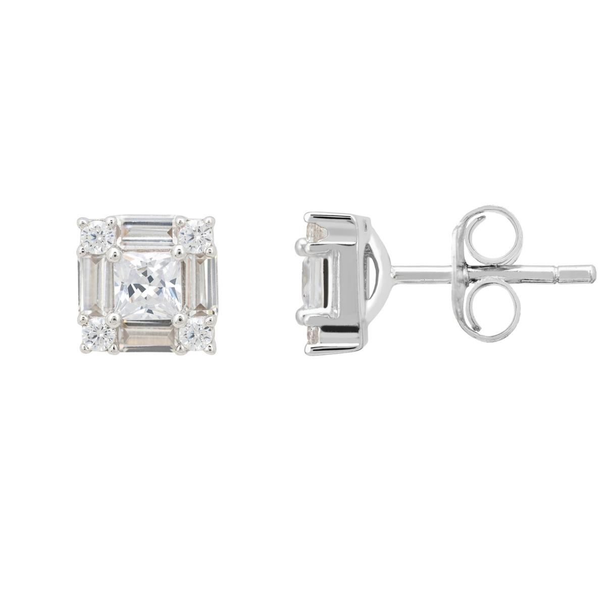 Women's White / Silver Cushion Cut Solitaire Earrings Silver | Latelita – image 3