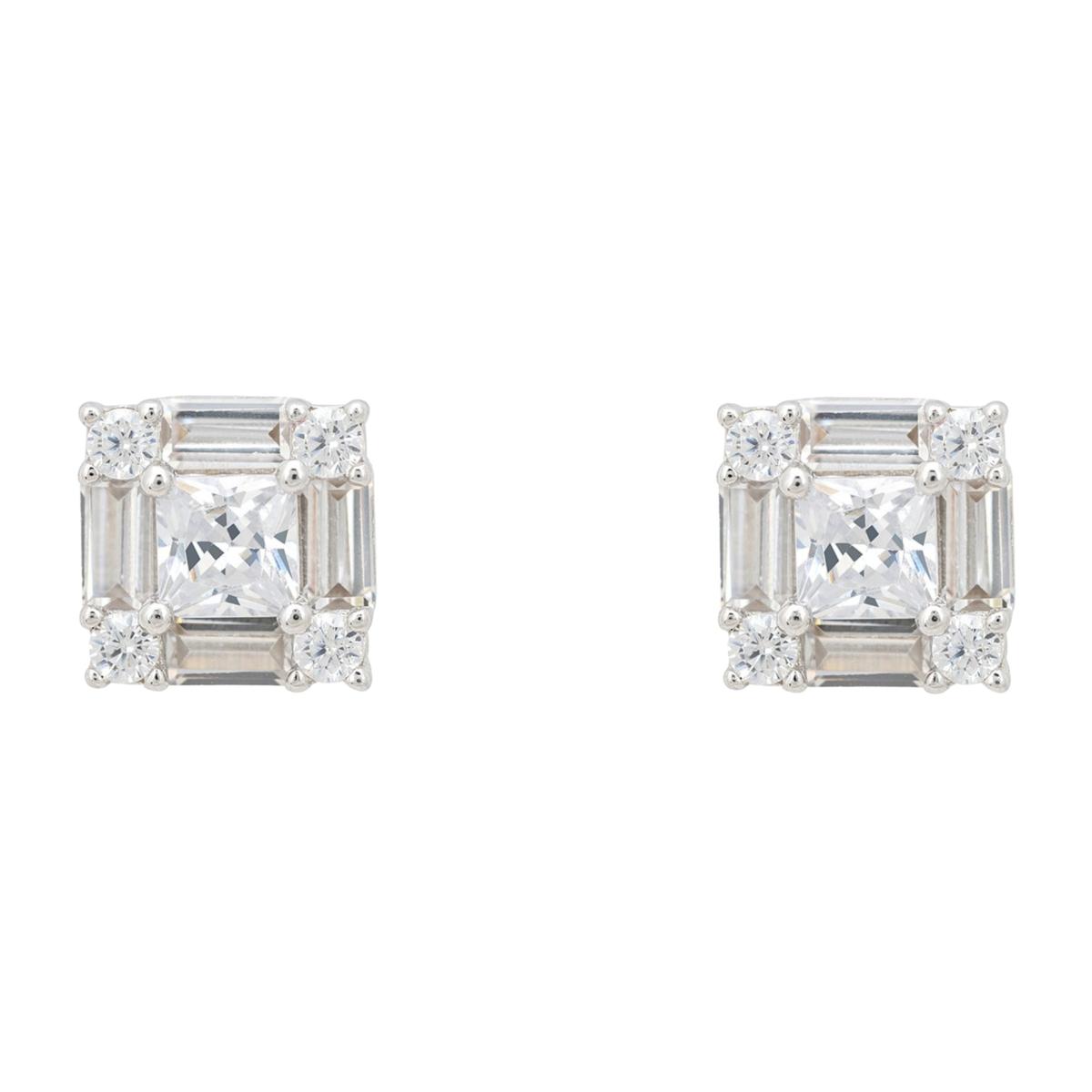 Women's White / Silver Cushion Cut Solitaire Earrings Silver | Latelita – image 1