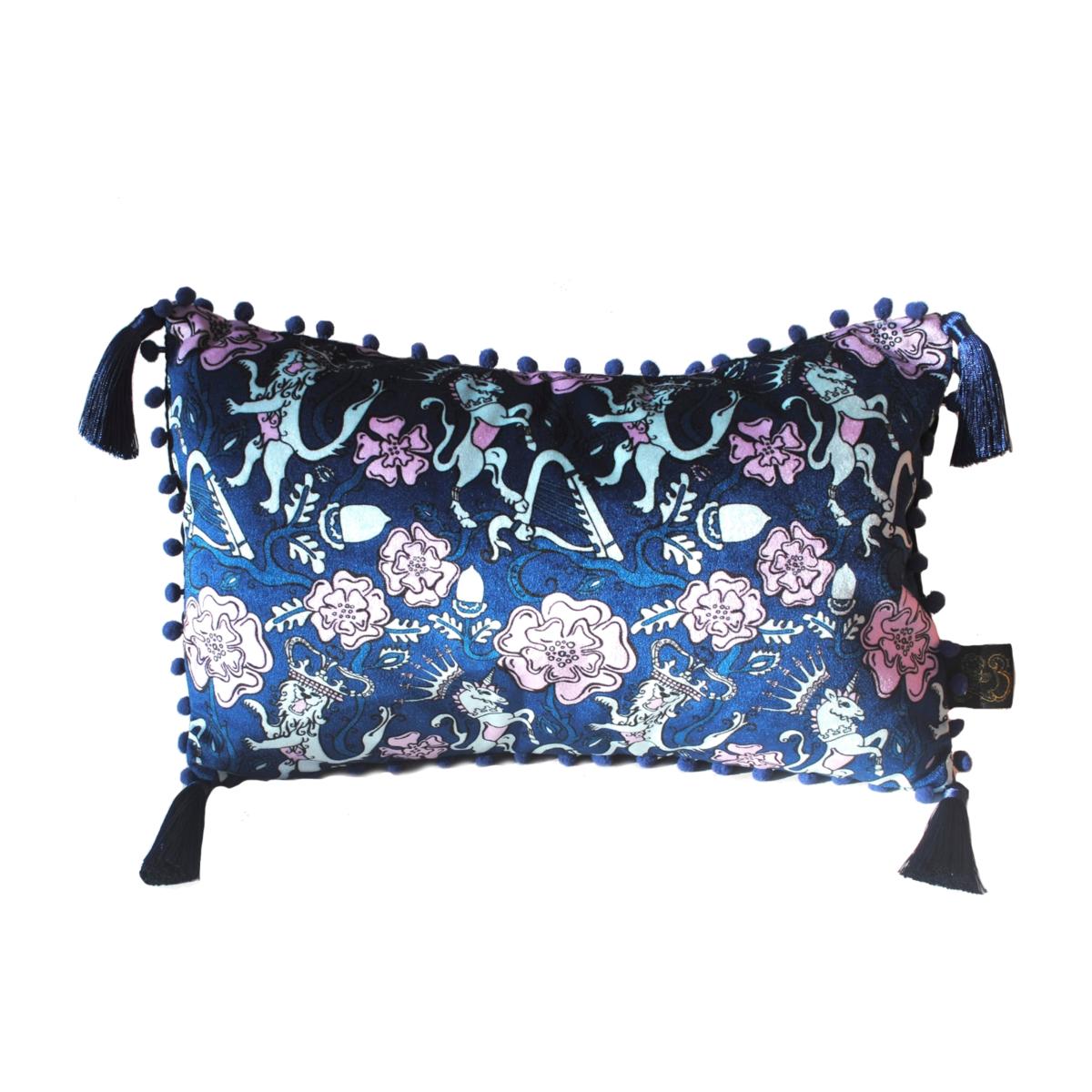 Blue Unicorn & Lion Navy Royal Coats Of Arms - Rectangle Laura B Interiors – image 1